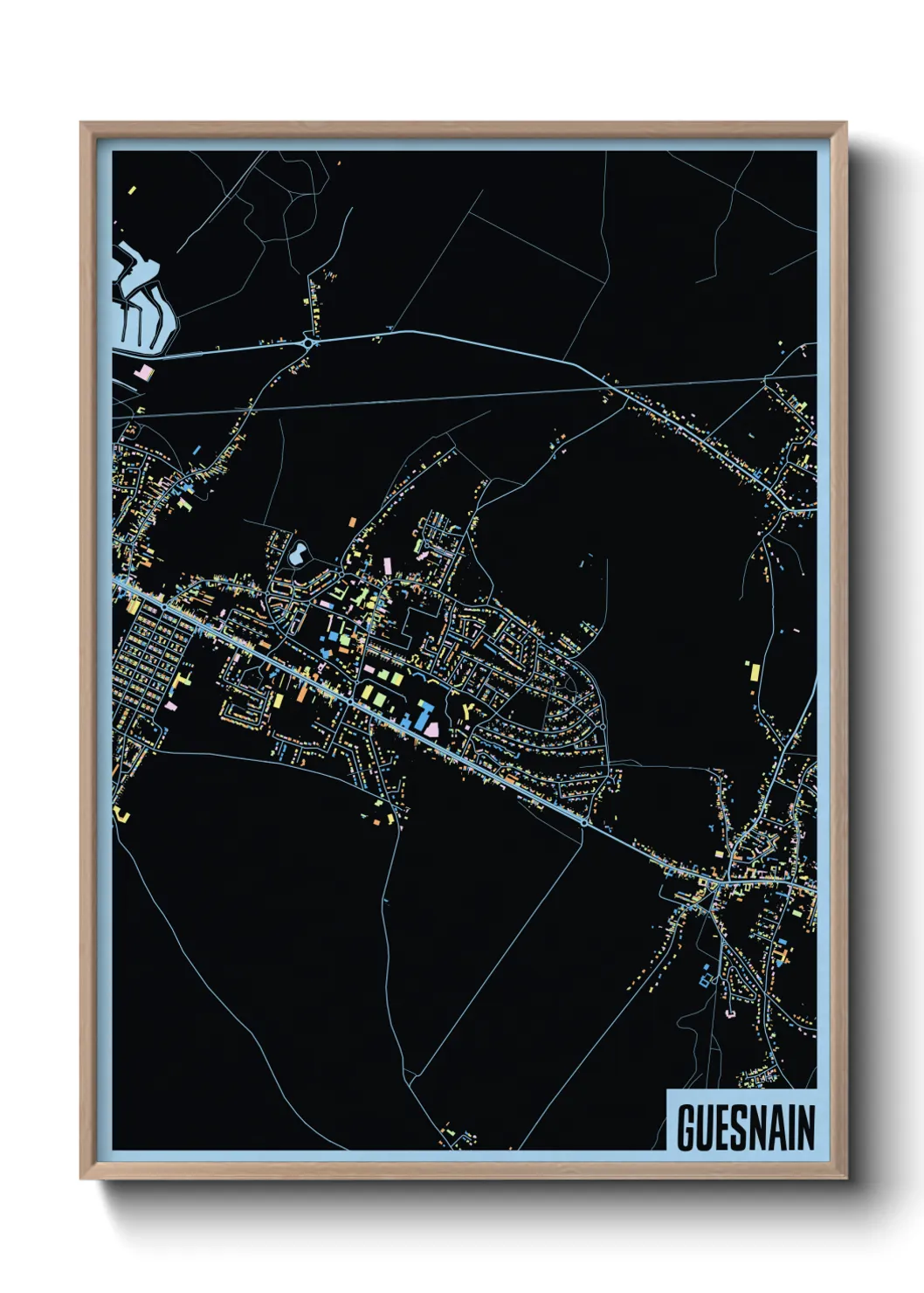 Une affiche de carte sur Guesnain