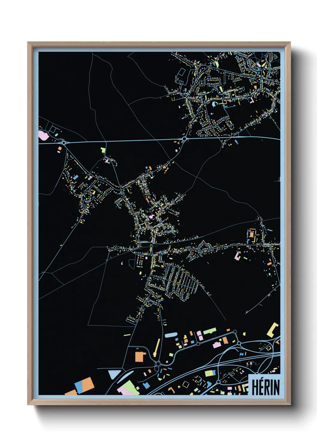 Une affiche de carte sur Hérin