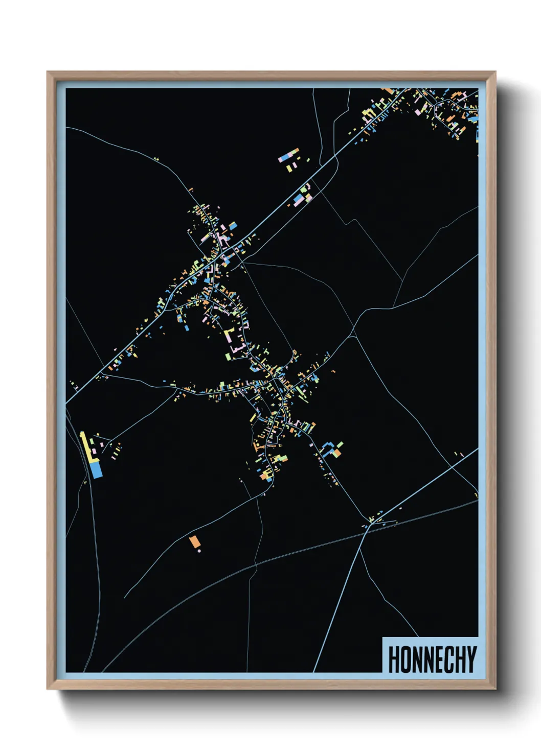 Une affiche de carte sur Honnechy