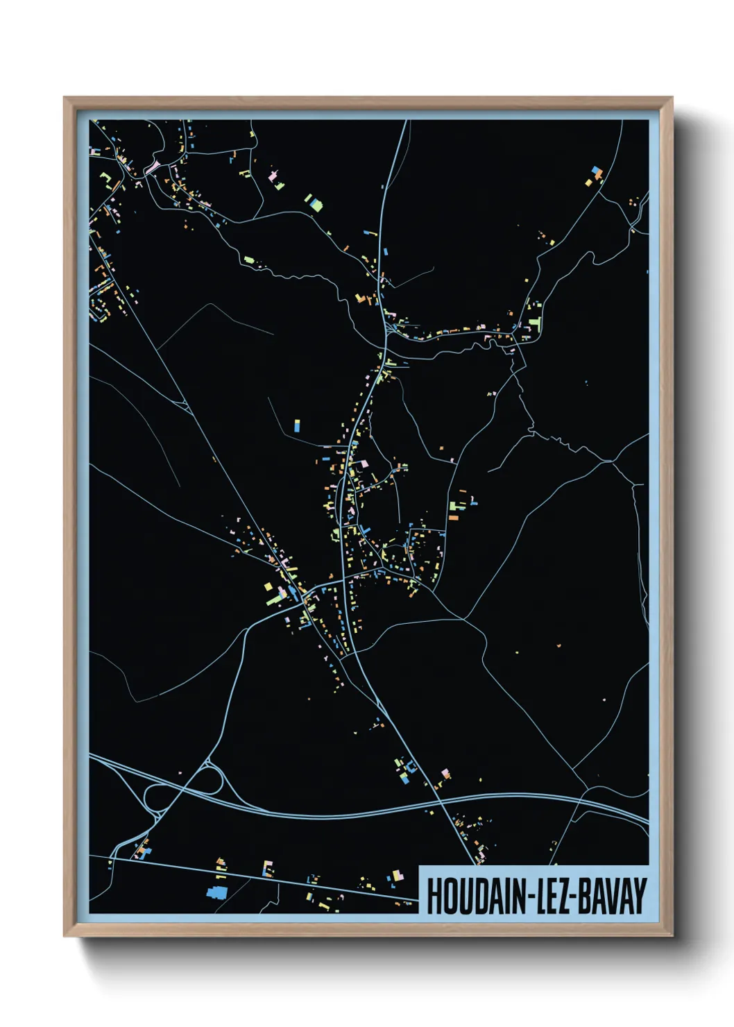 Une affiche de carte sur Houdain-lez-Bavay