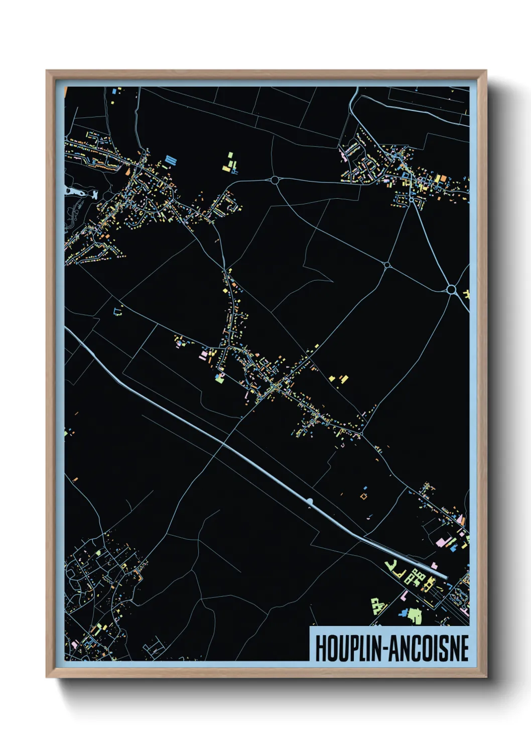 Une affiche de carte sur Houplin-Ancoisne