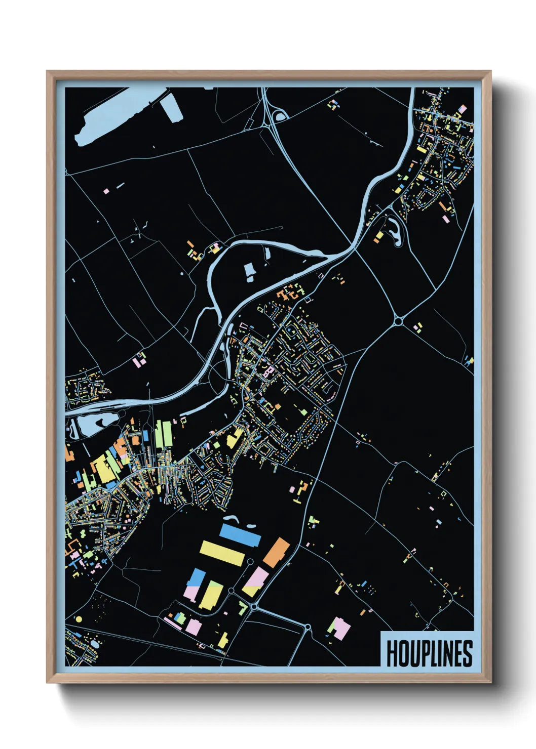 Une affiche de carte sur Houplines