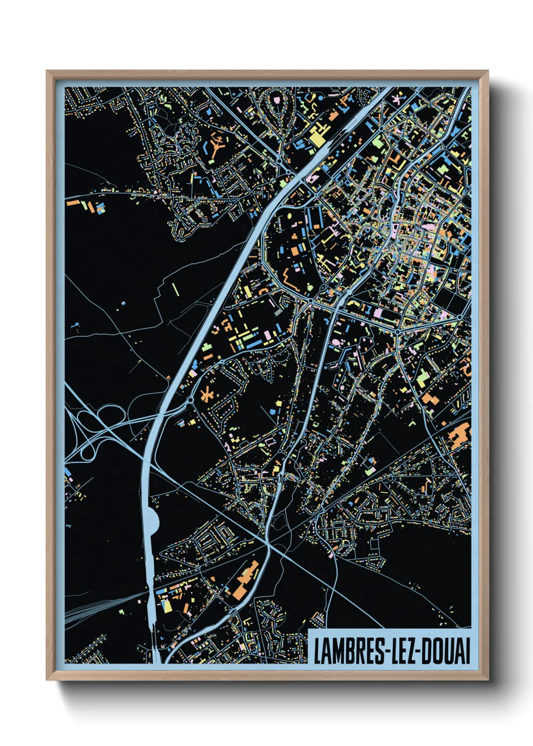 Une affiche de carte sur Lambres-lez-Douai