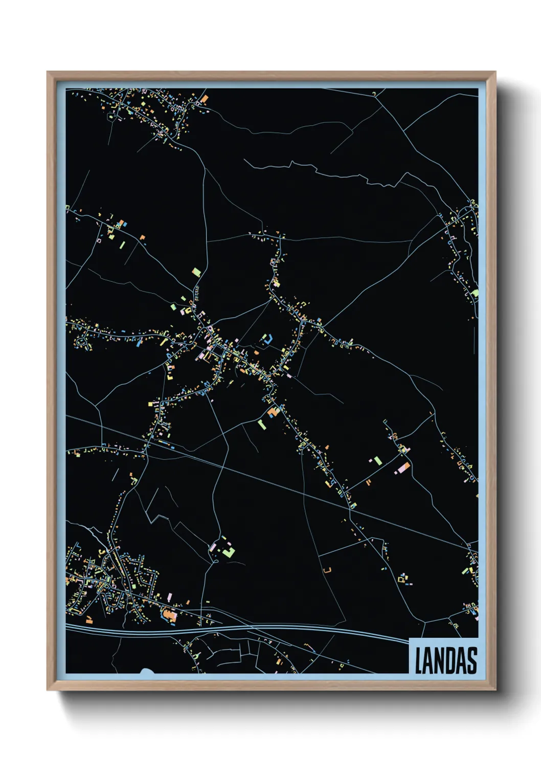 Une affiche de carte sur Landas