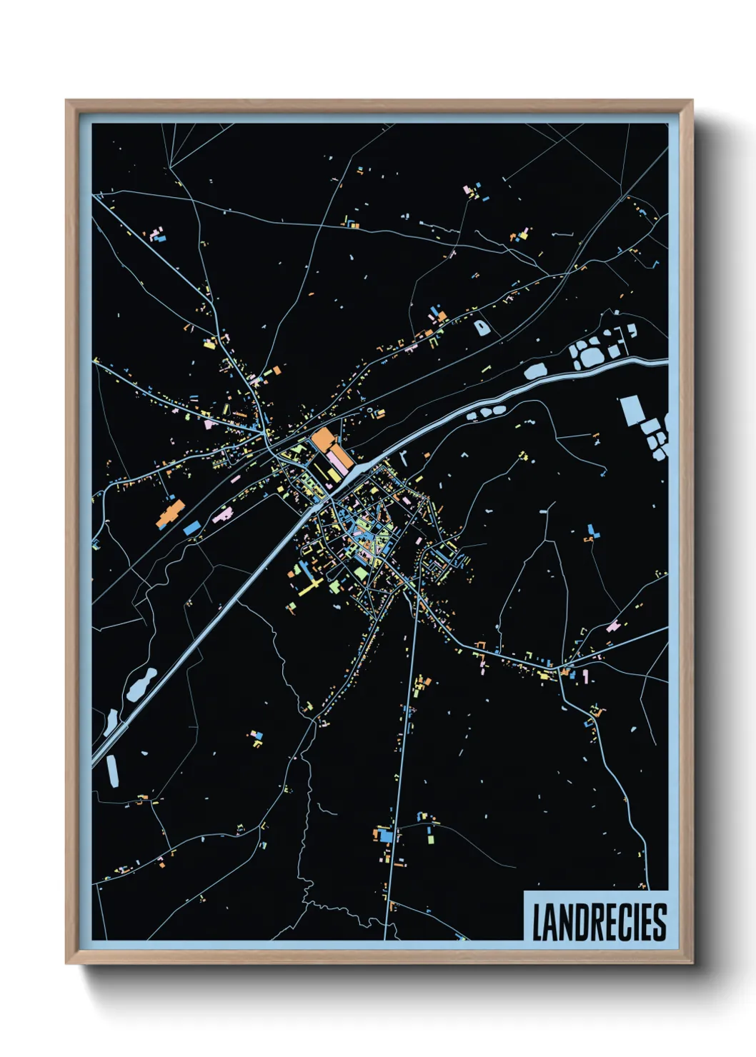 Une affiche de carte sur Landrecies