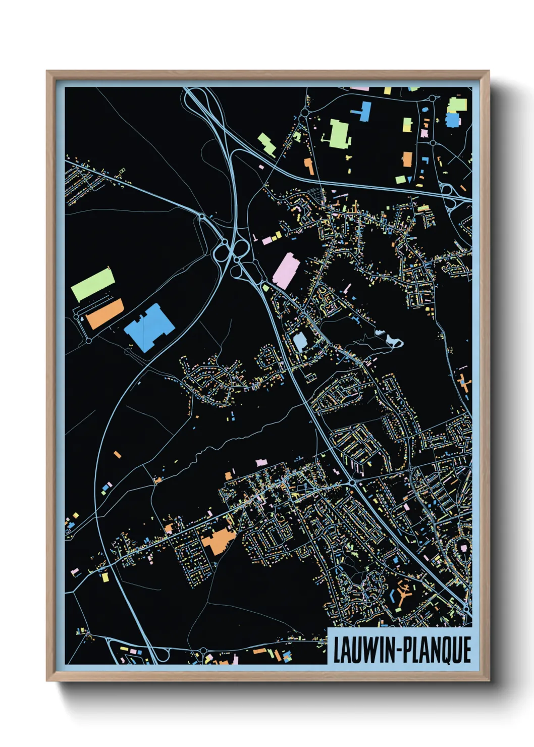 Une affiche de carte sur Lauwin-Planque