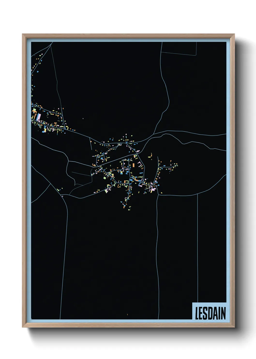 Une affiche de carte sur Lesdain