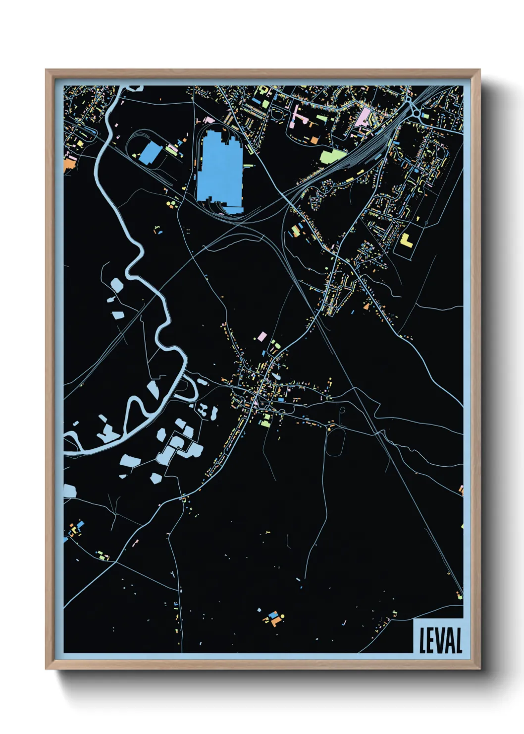 Une affiche de carte sur Leval