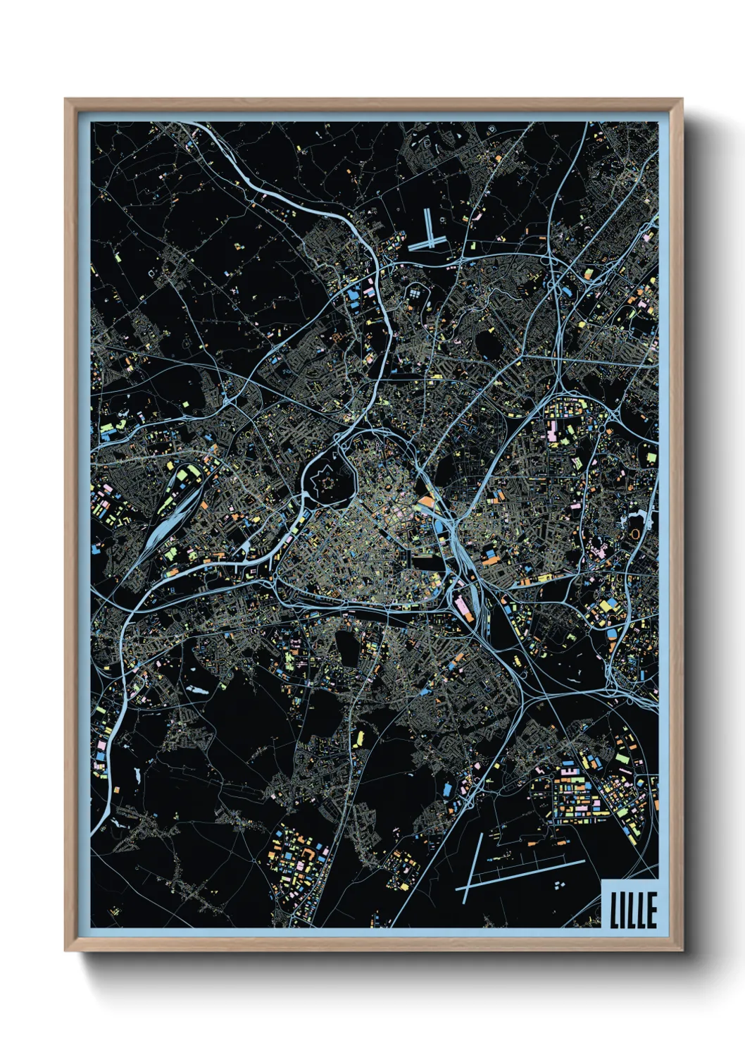 Une affiche de carte sur Lille