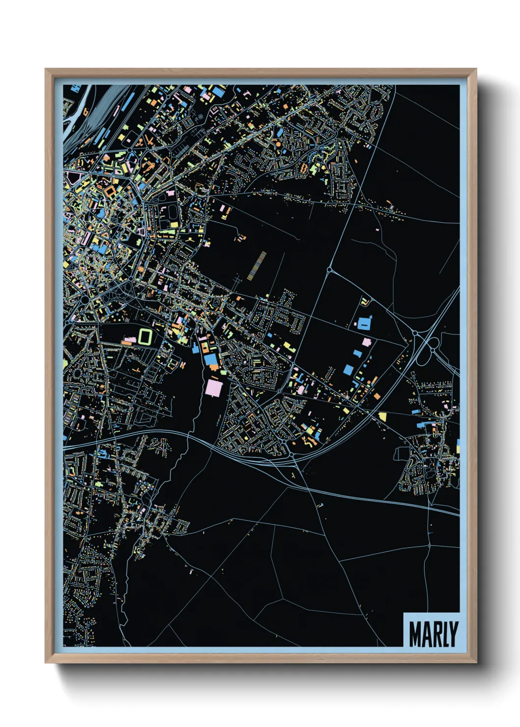 Une affiche de carte sur Marly