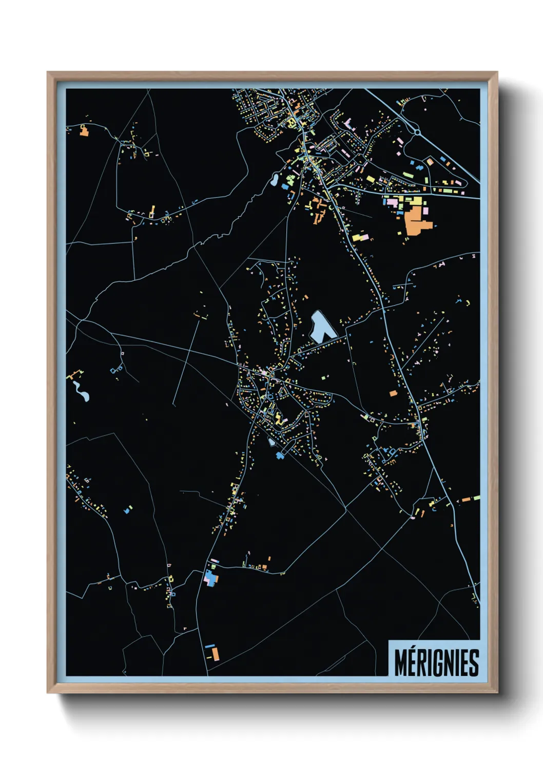 Une affiche de carte sur Mérignies