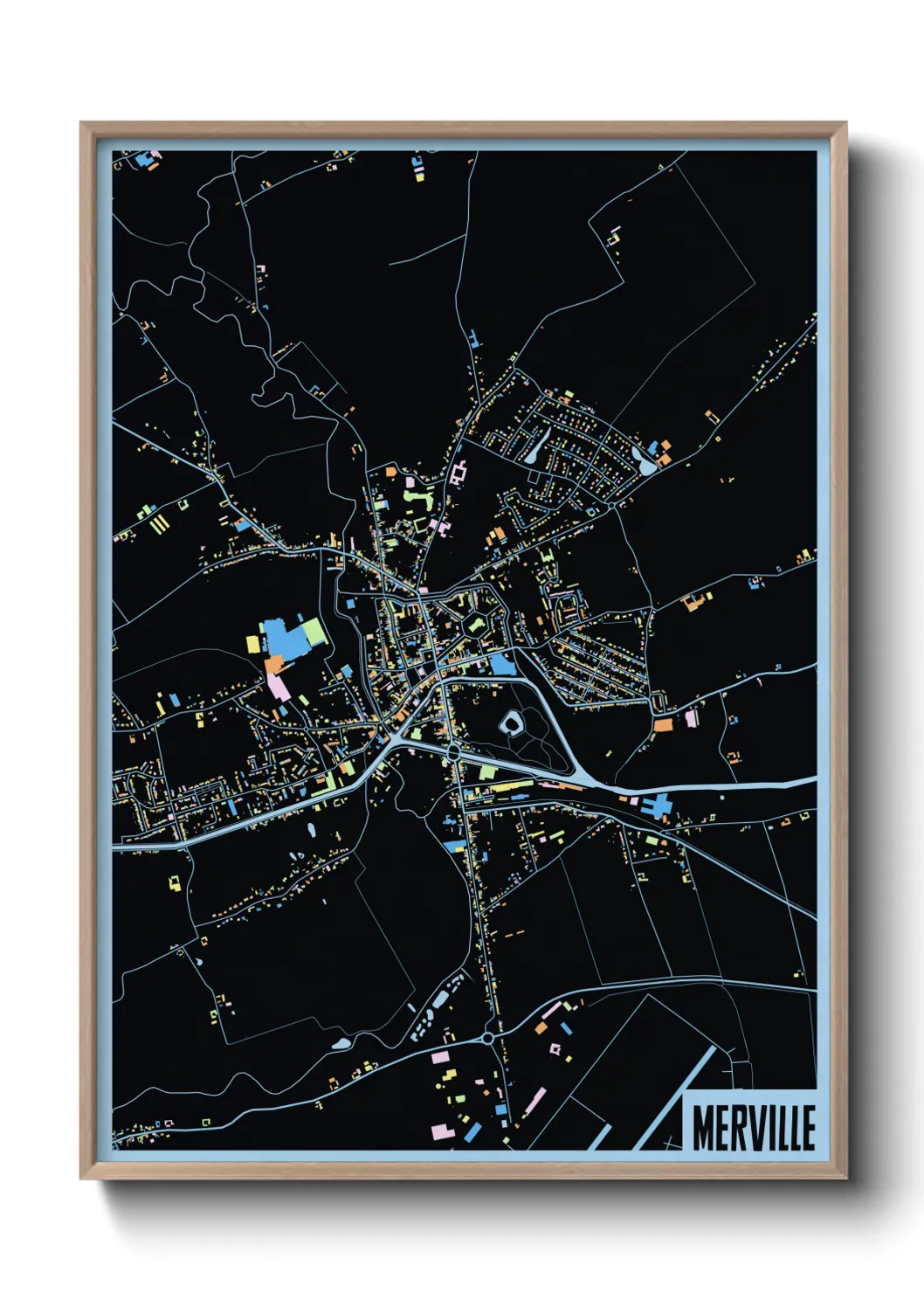 Une affiche de carte sur Merville