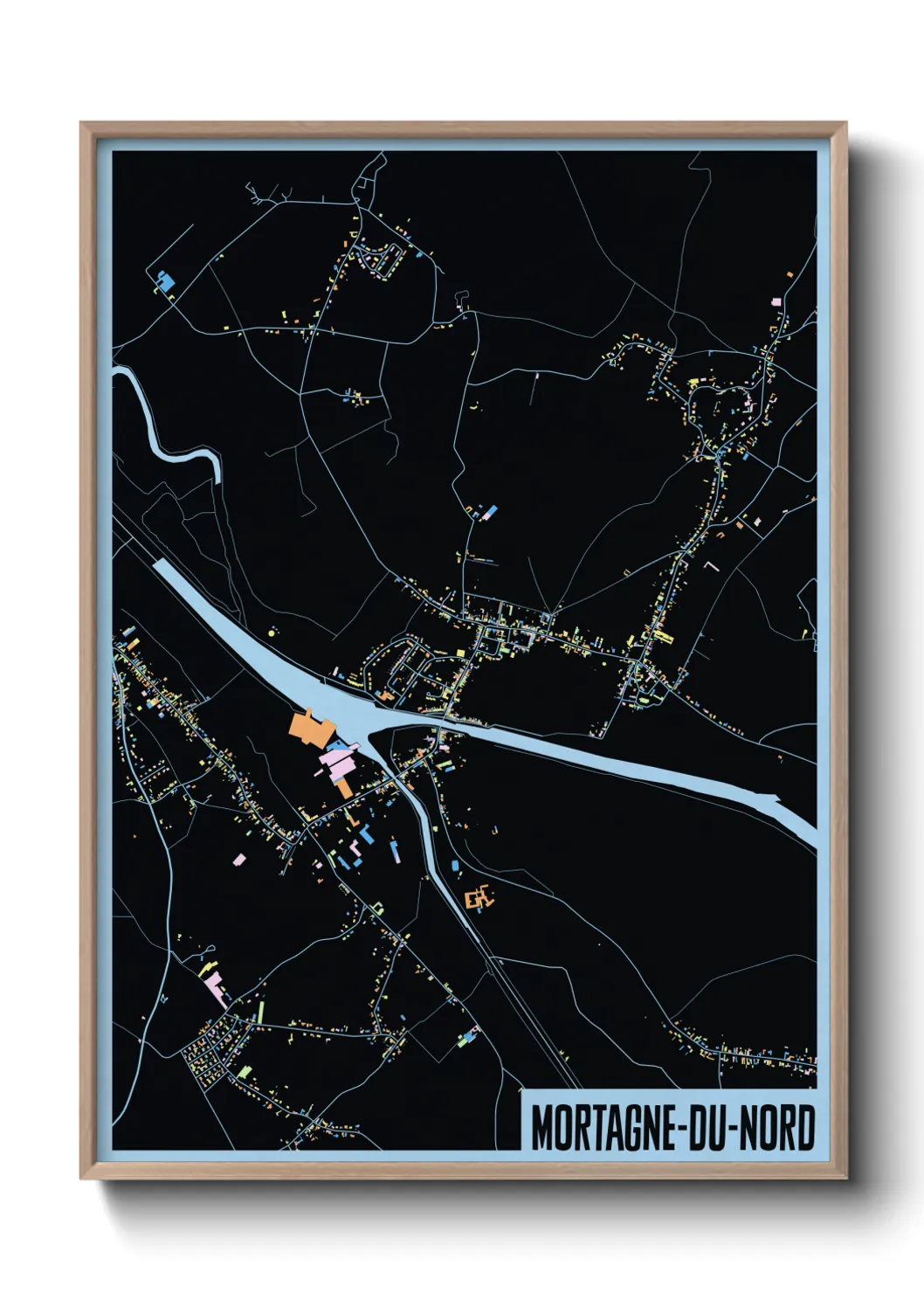 Une affiche de carte sur Mortagne-du-Nord