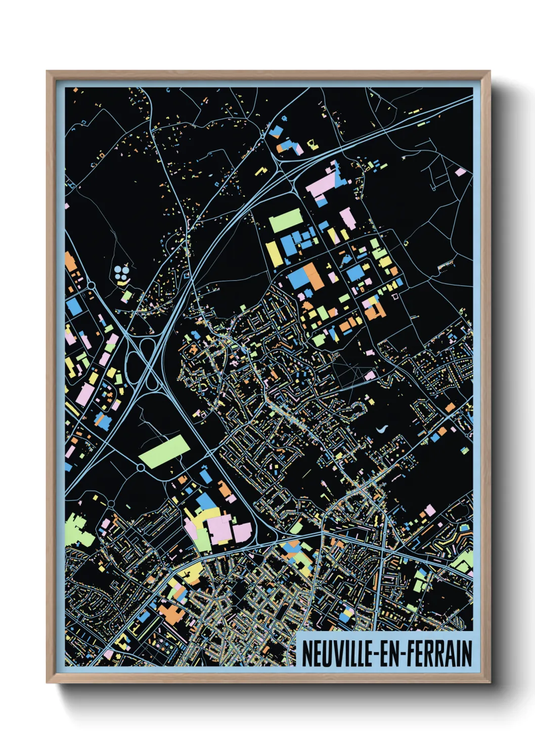 Une affiche de carte sur Neuville-en-Ferrain
