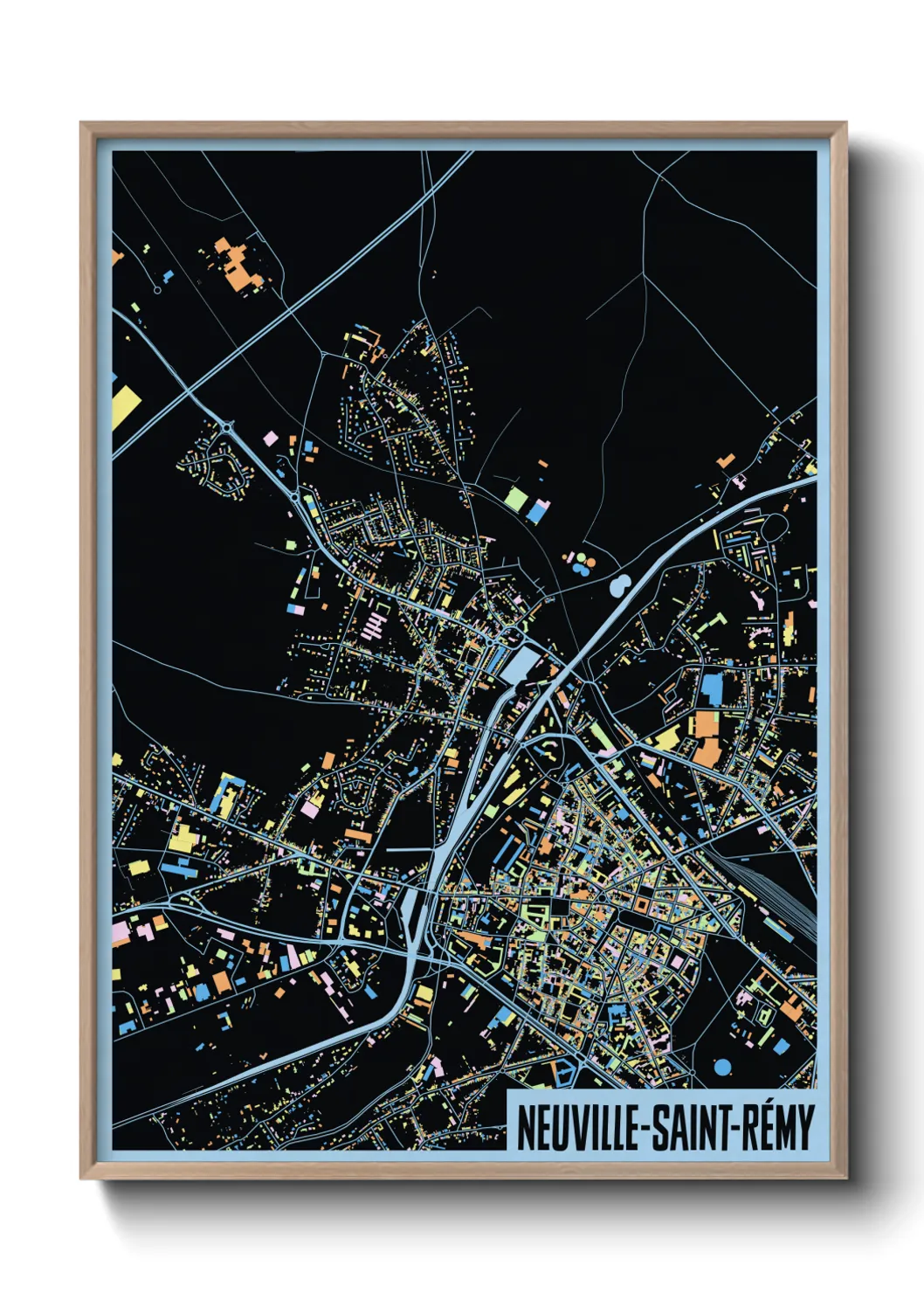 Une affiche de carte sur Neuville-Saint-Rémy