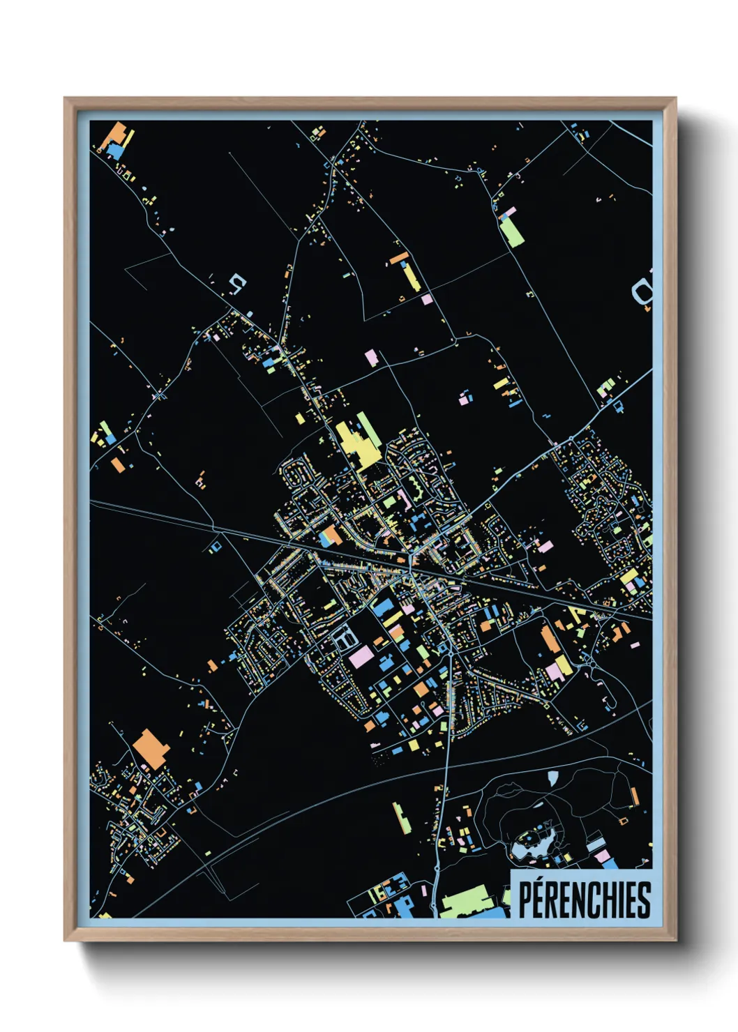 Une affiche de carte sur Pérenchies