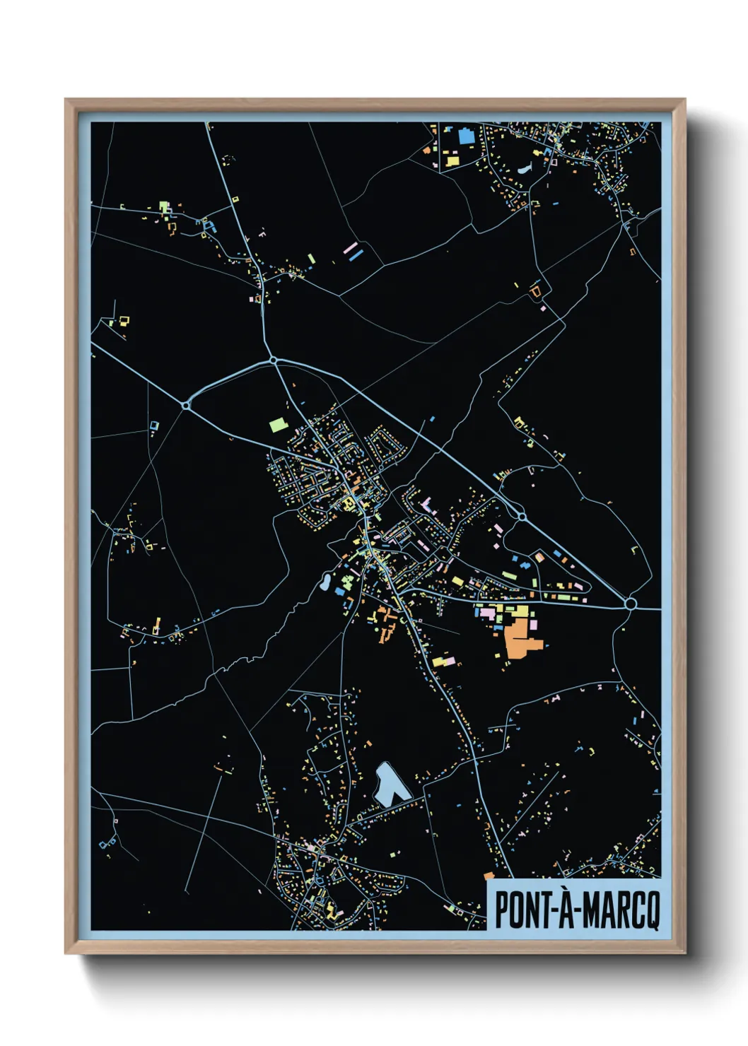 Une affiche de carte sur Pont-à-Marcq