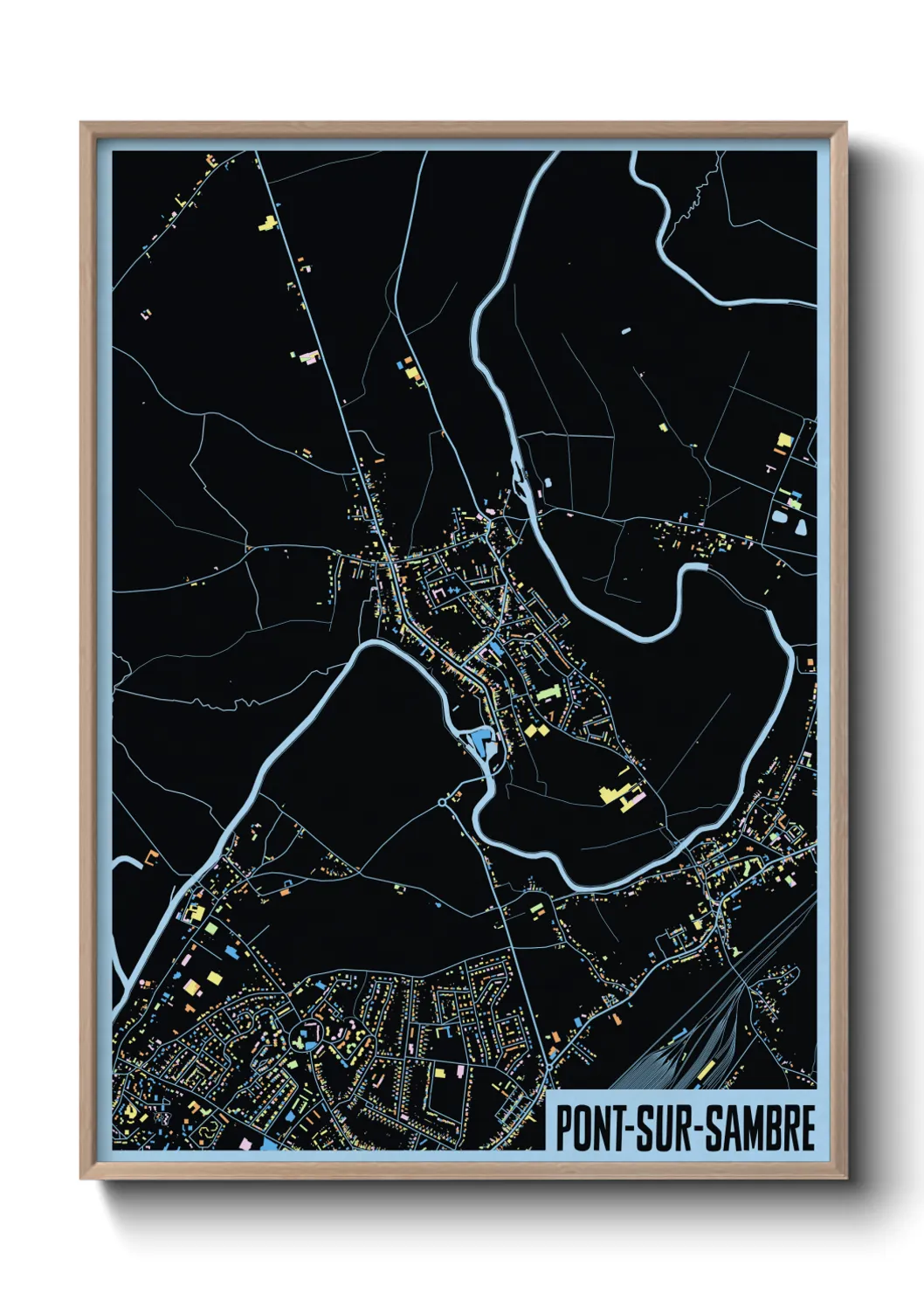 Une affiche de carte sur Pont-sur-Sambre