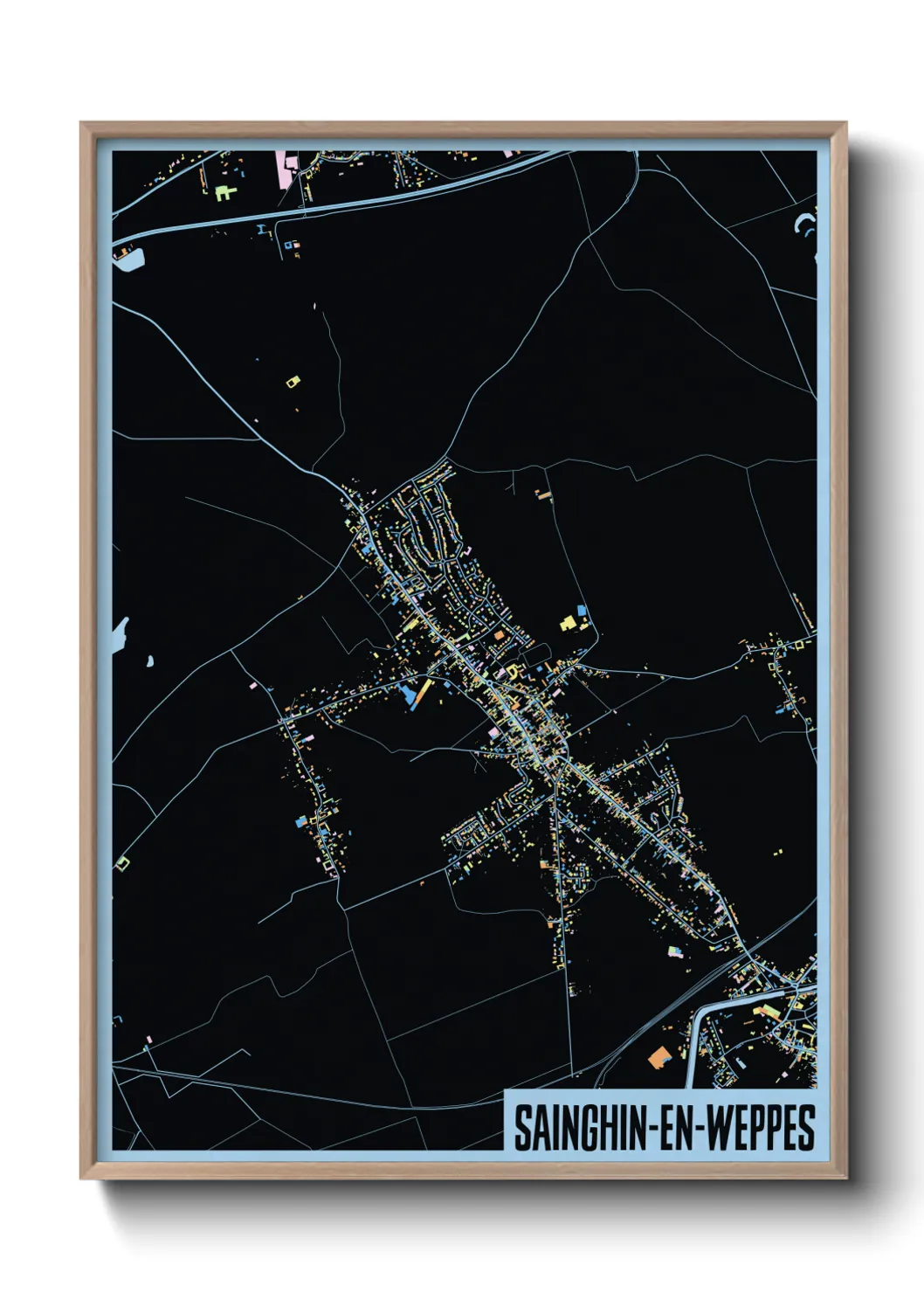 Une affiche de carte sur Sainghin-en-Weppes