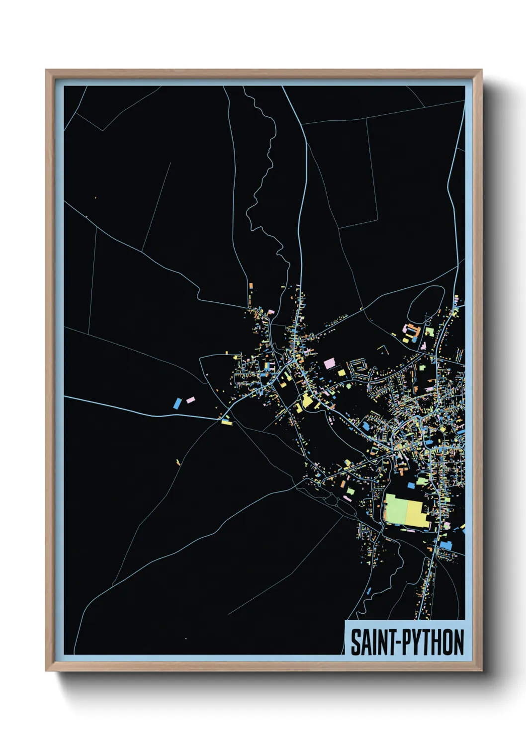 Une affiche de carte sur Saint-Python
