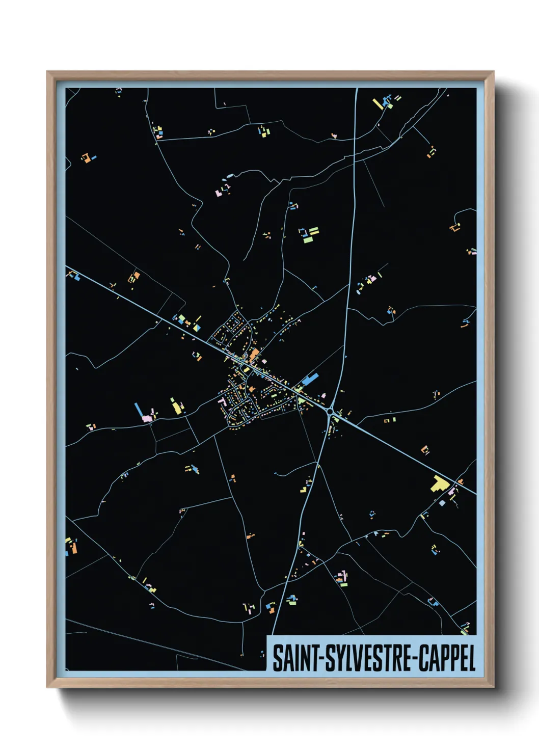 Une affiche de carte sur Saint-Sylvestre-Cappel