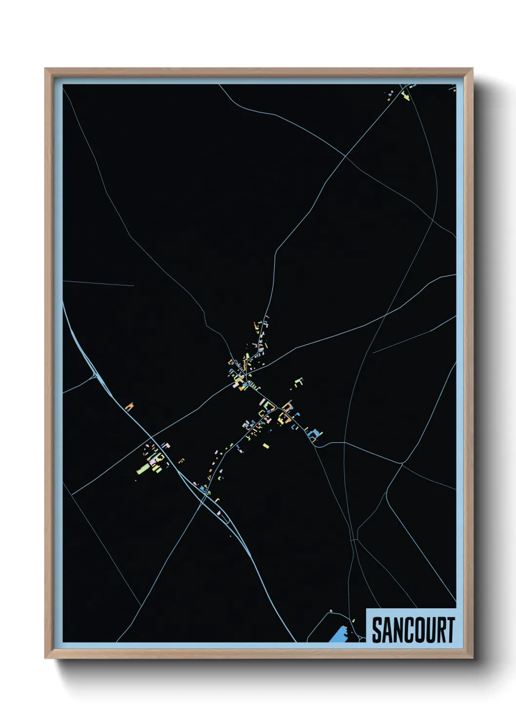 Une affiche de carte sur Sancourt