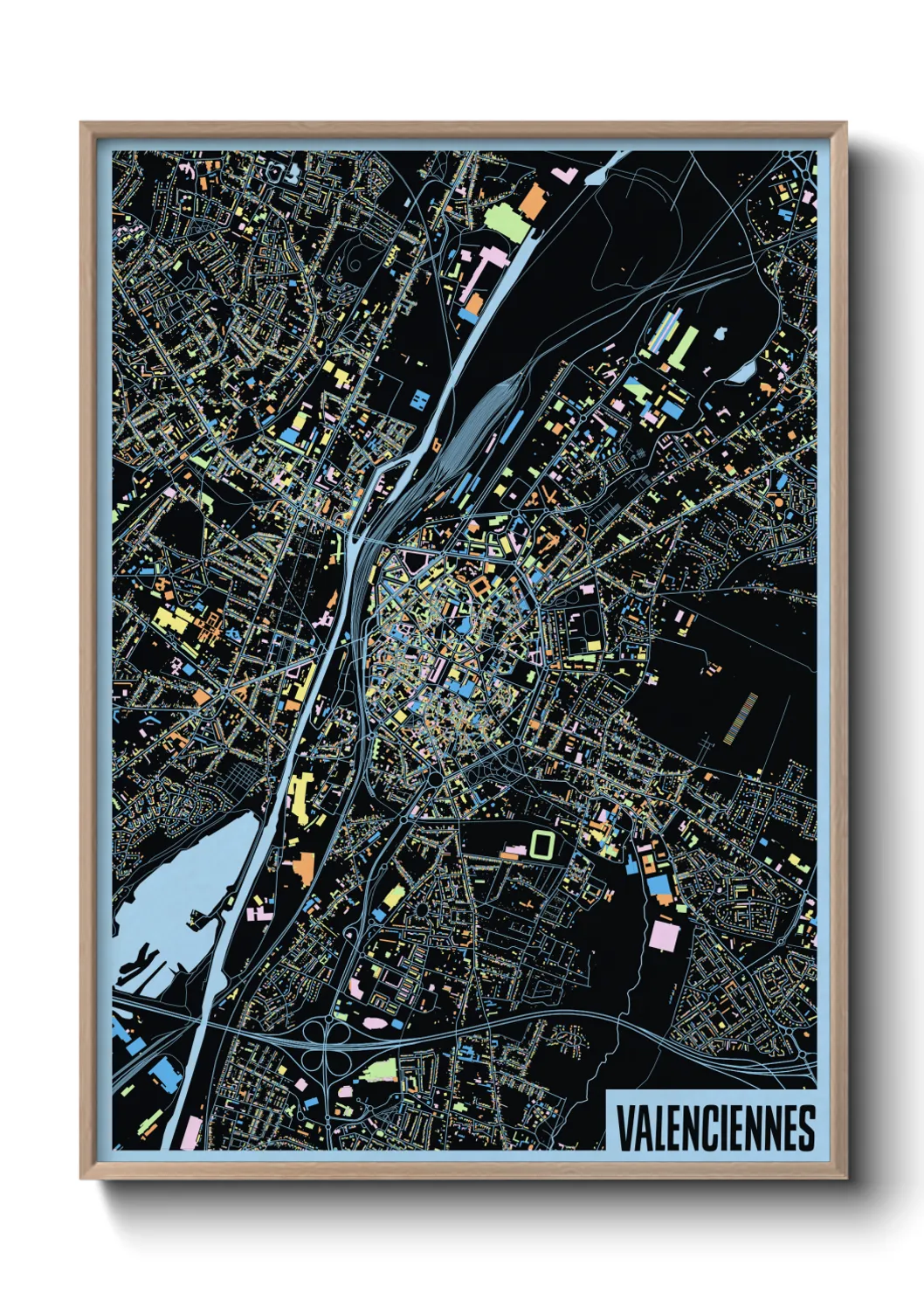 Une affiche de carte sur Valenciennes