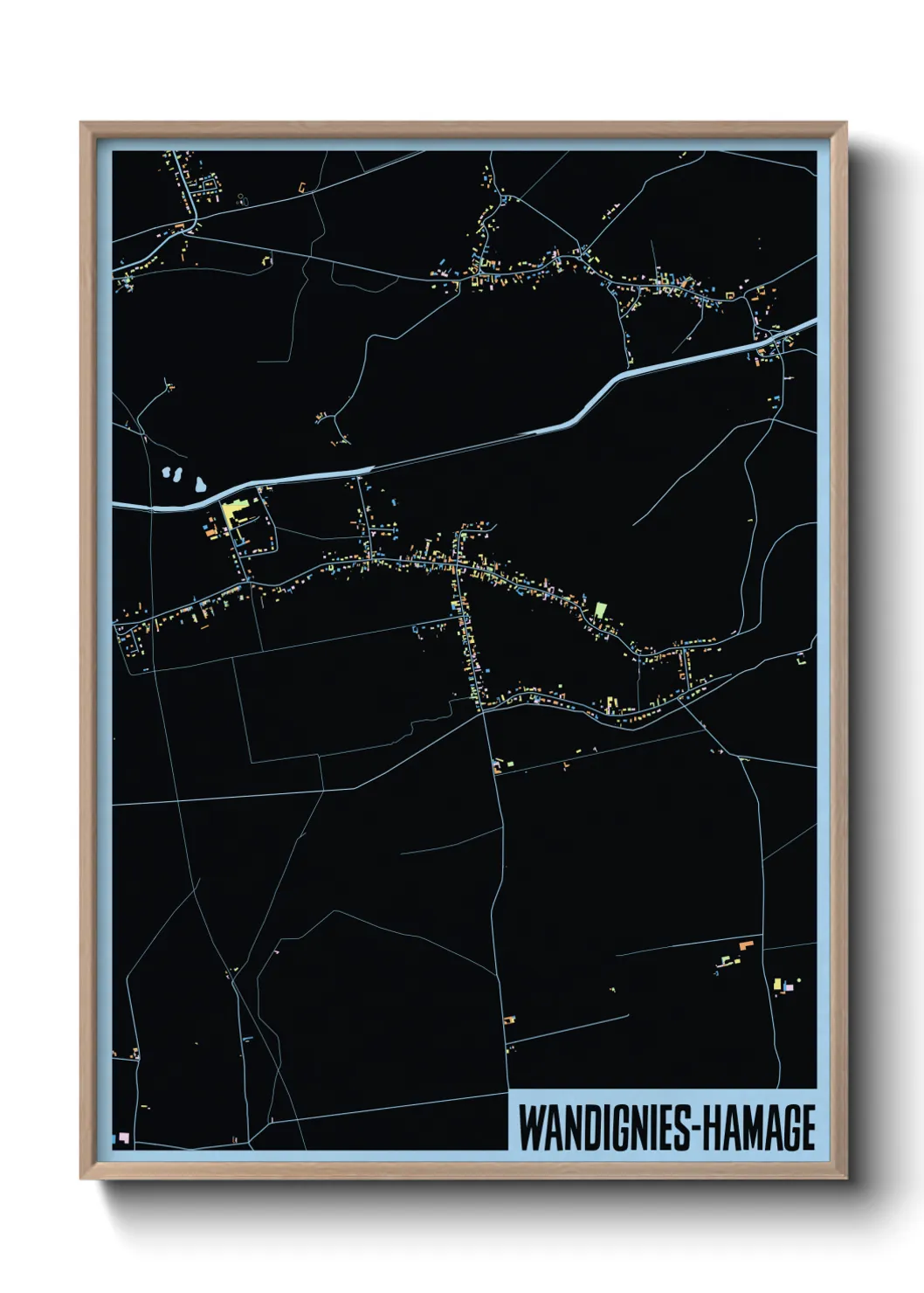 Une affiche de carte sur Wandignies-Hamage