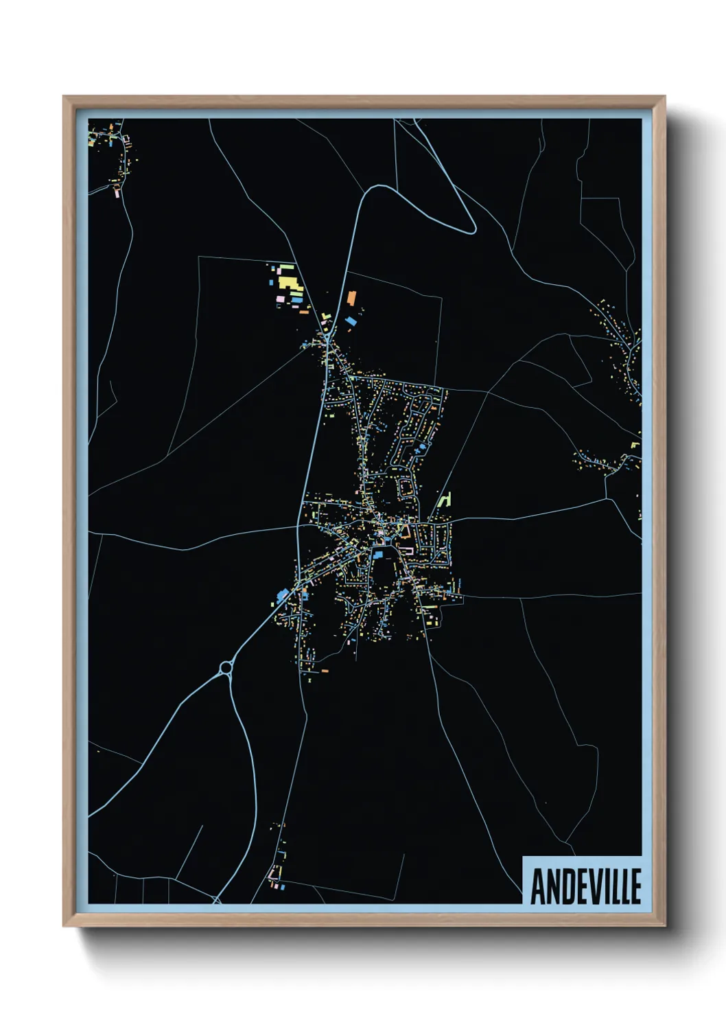 Une affiche de carte sur Andeville