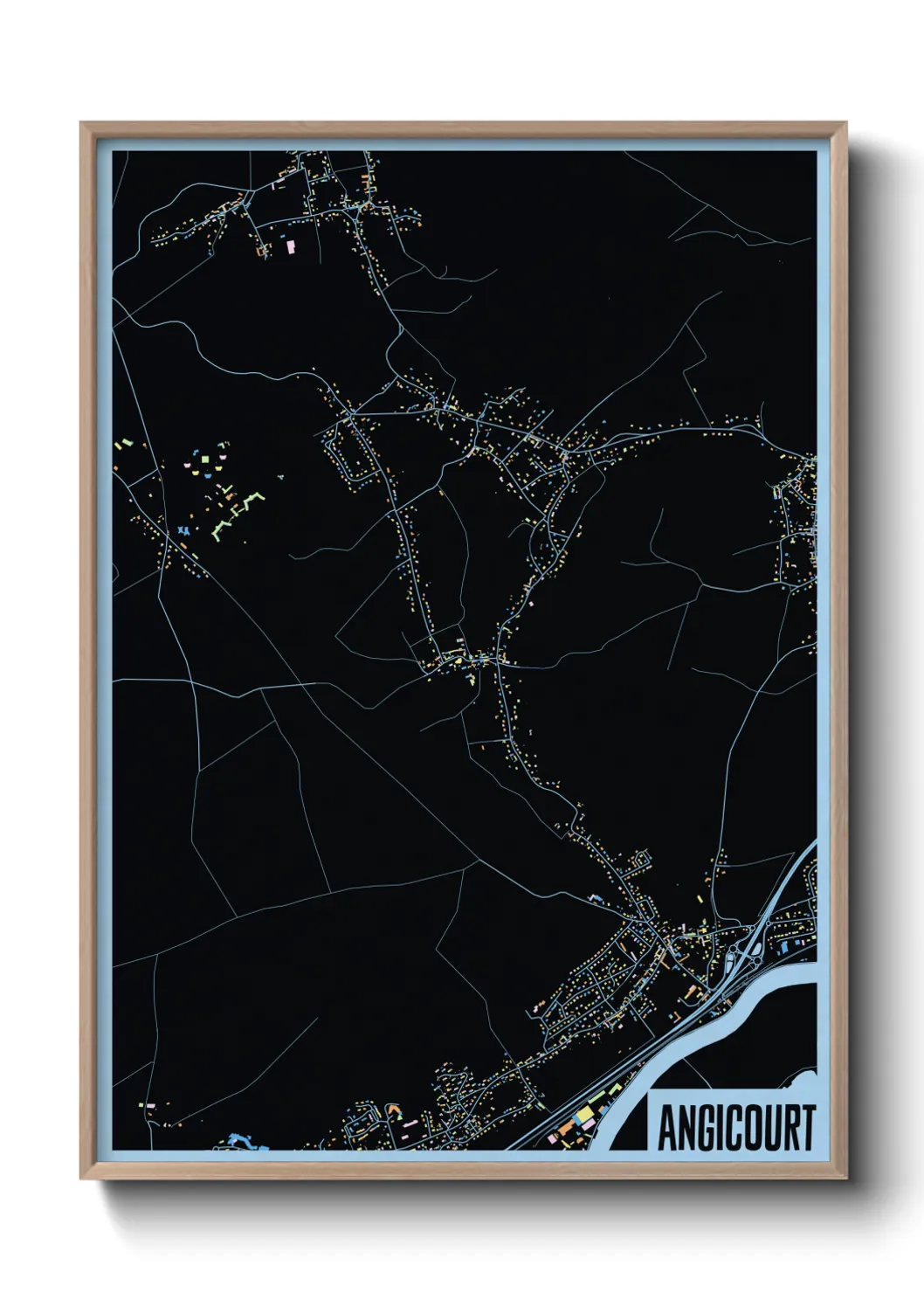 Une affiche de carte sur Angicourt