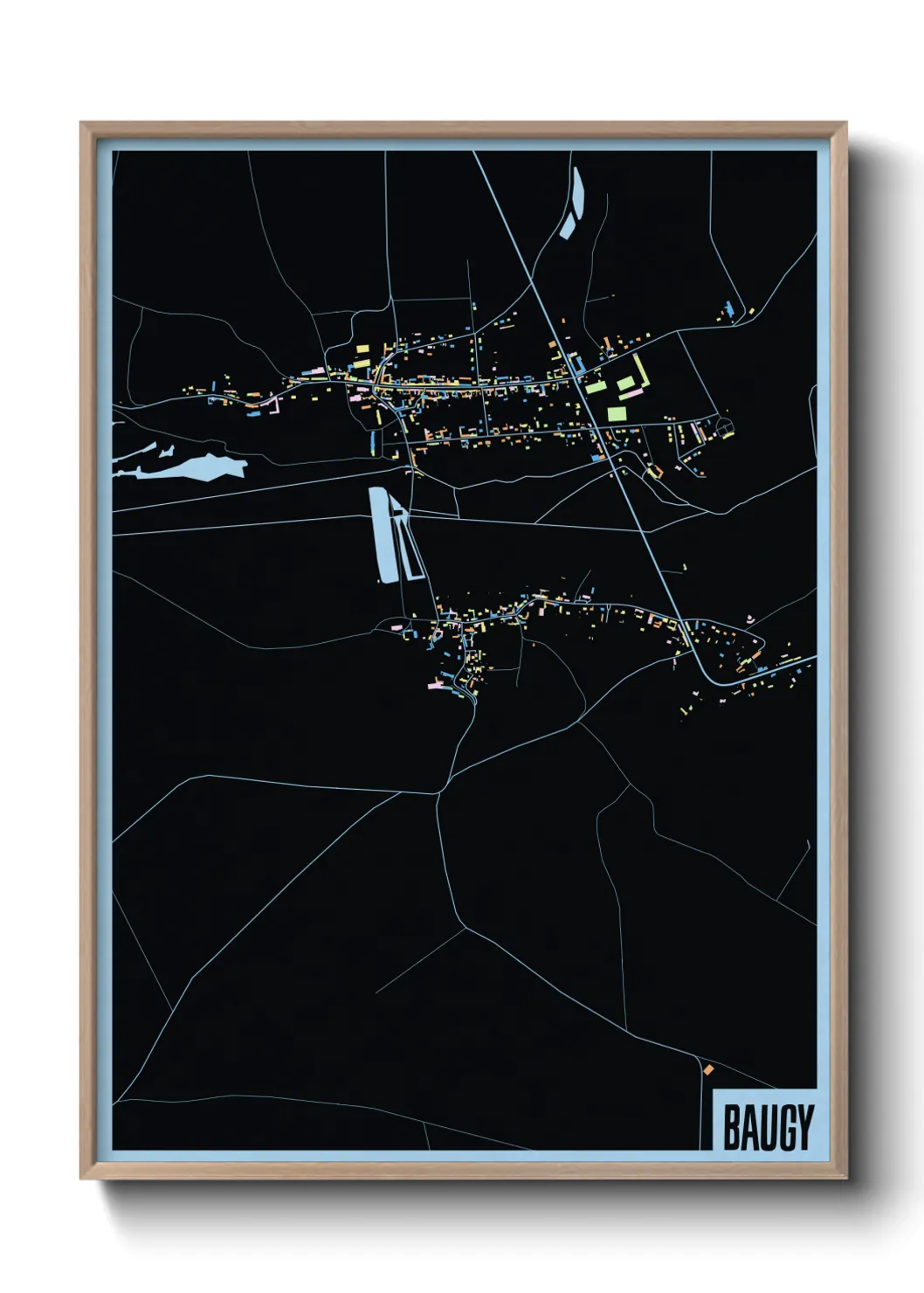 Une affiche de carte sur Baugy