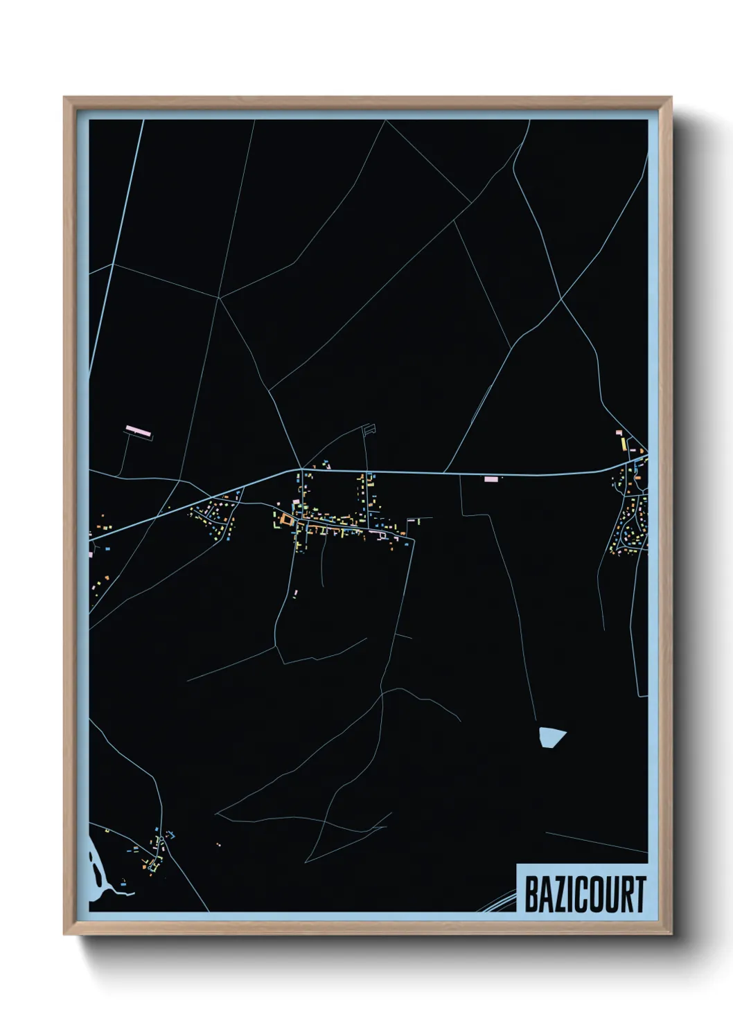 Une affiche de carte sur Bazicourt