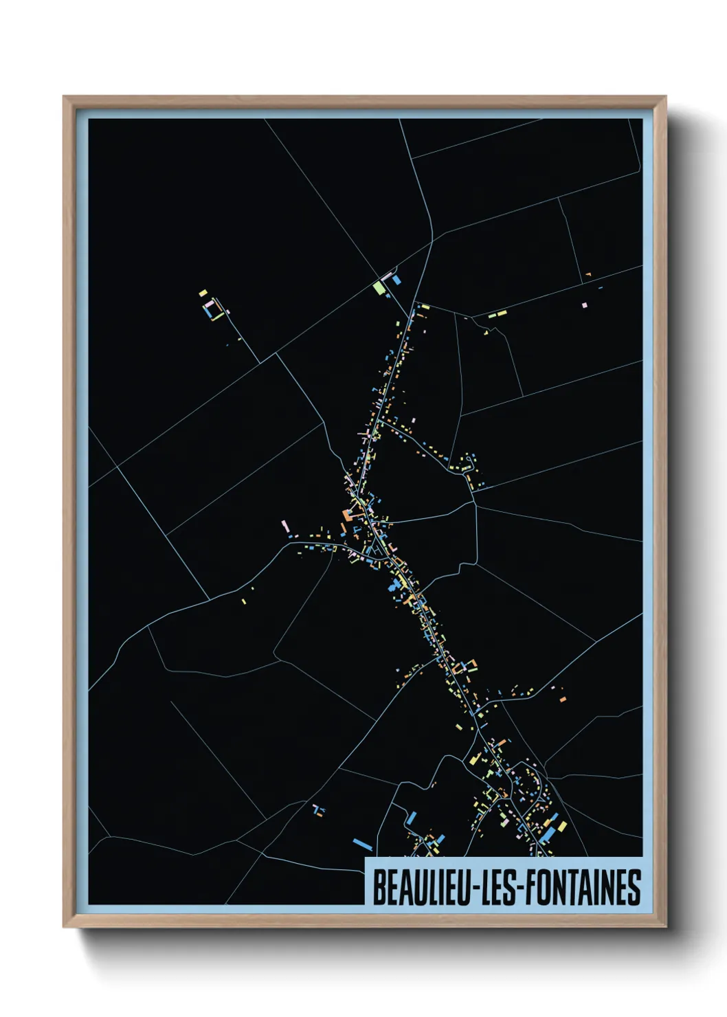 Une affiche de carte sur Beaulieu-les-Fontaines