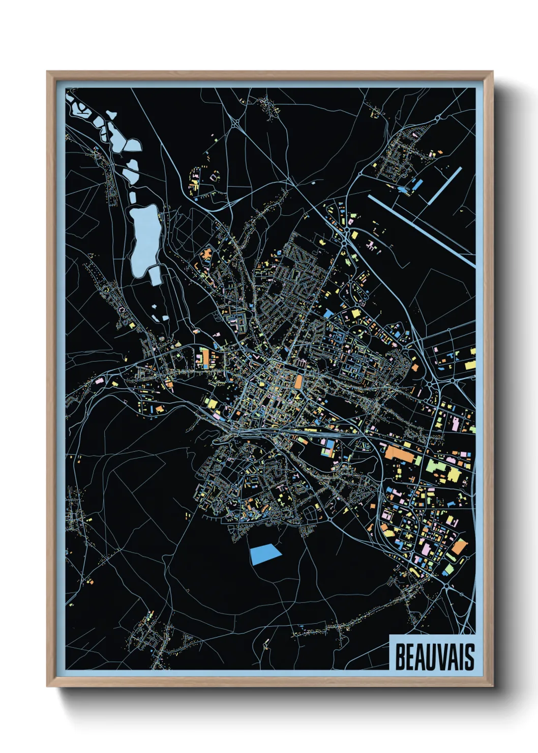 Une affiche de carte sur Beauvais