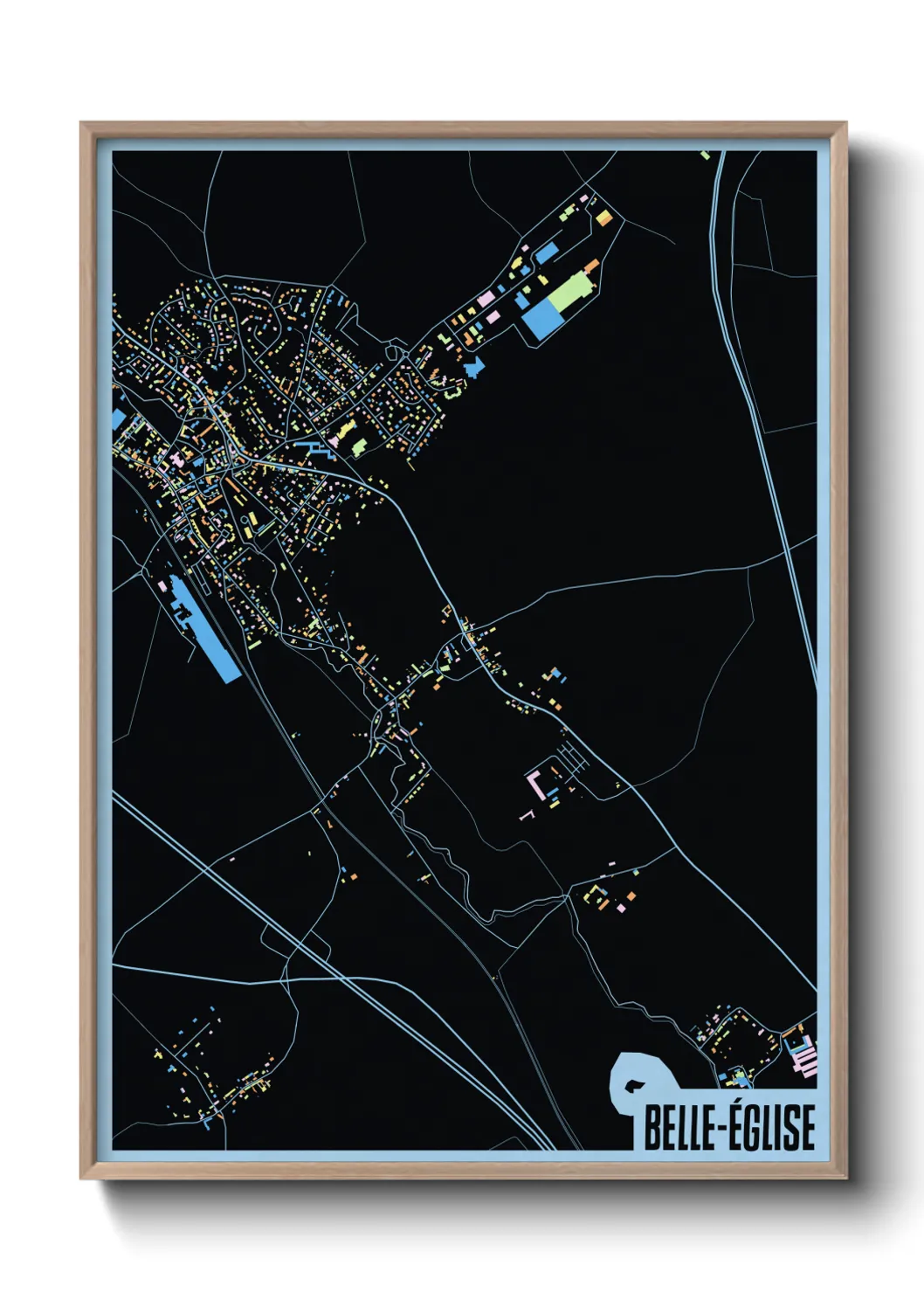 Une affiche de carte sur Belle-Église