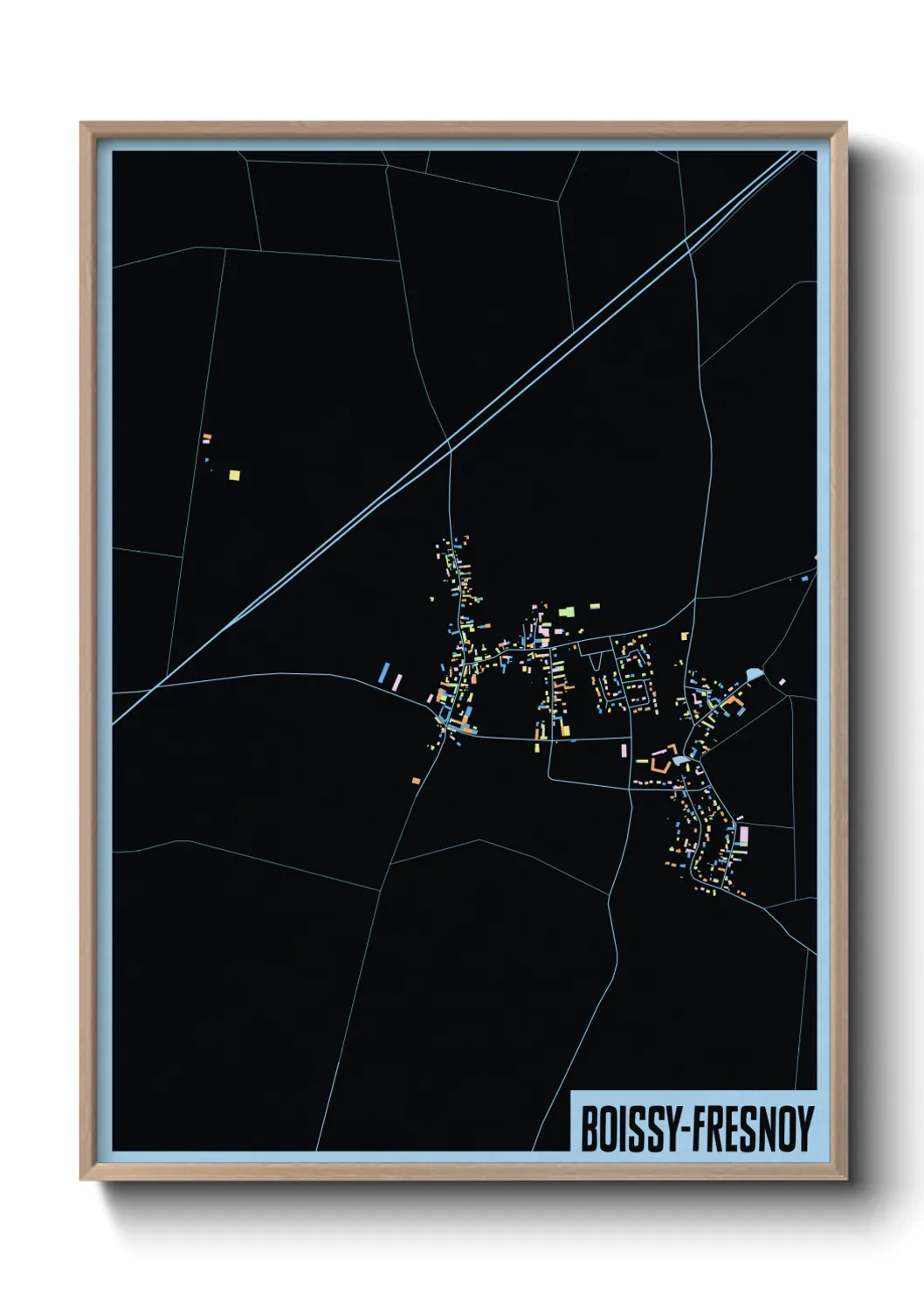 Une affiche de carte sur Boissy-Fresnoy