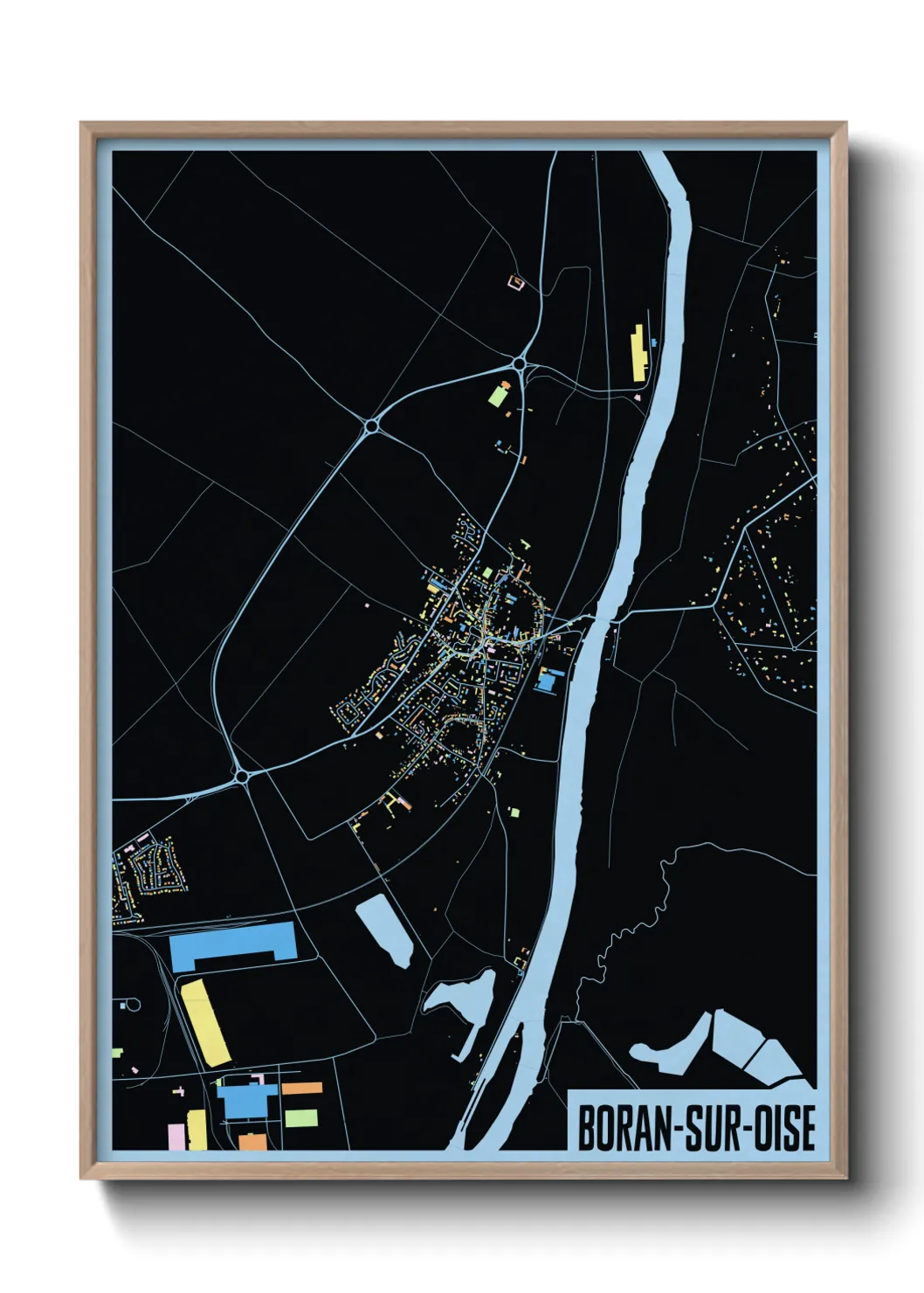 Une affiche de carte sur Boran-sur-Oise