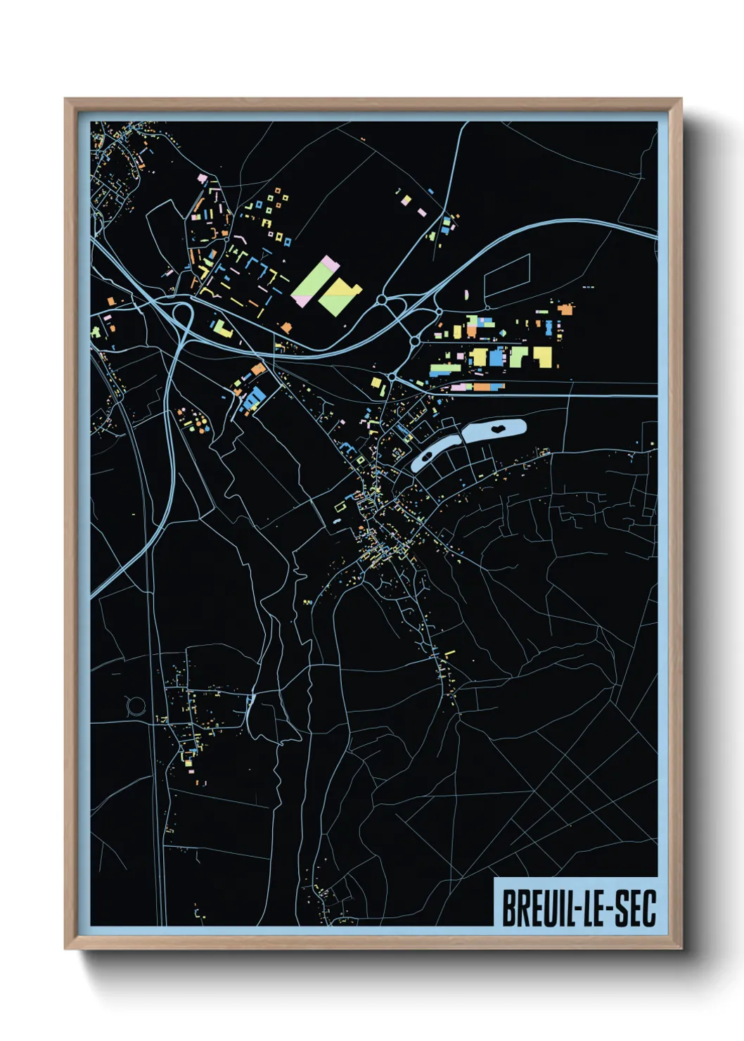 Une affiche de carte sur Breuil-le-Sec