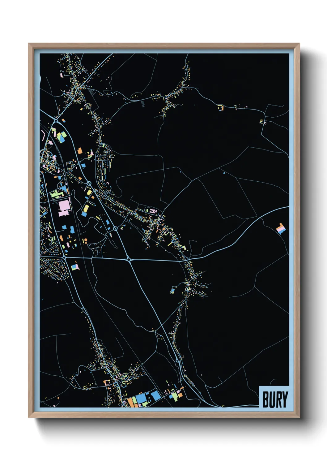 Une affiche de carte sur Bury