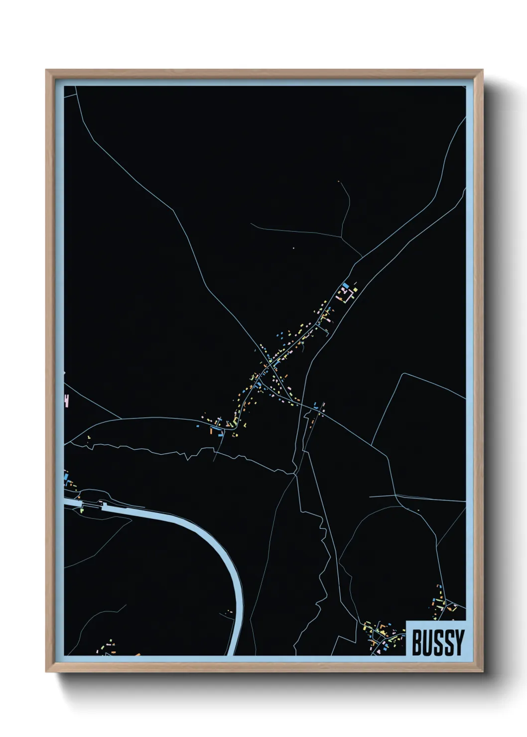 Une affiche de carte sur Bussy