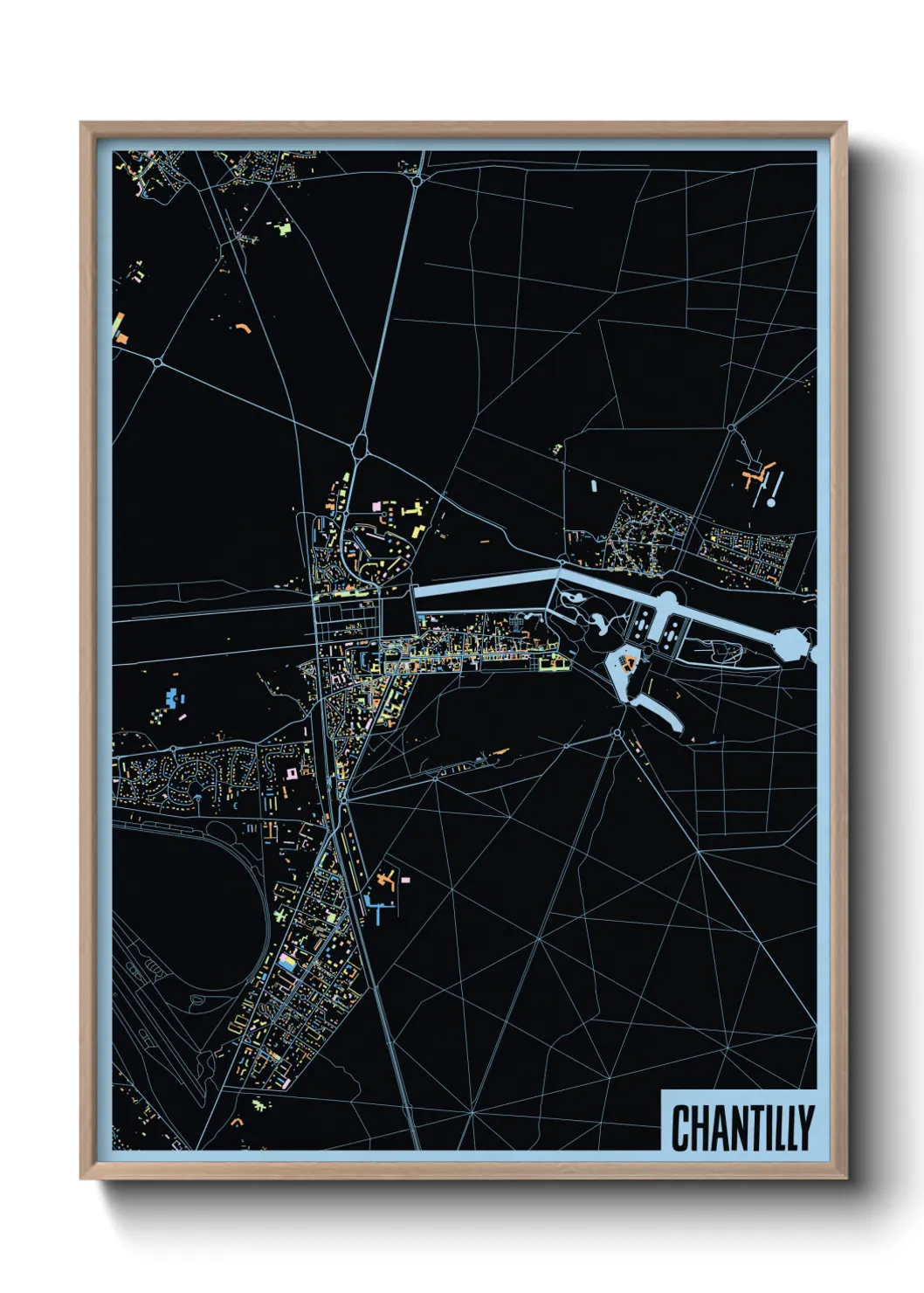 Une affiche de carte sur Chantilly