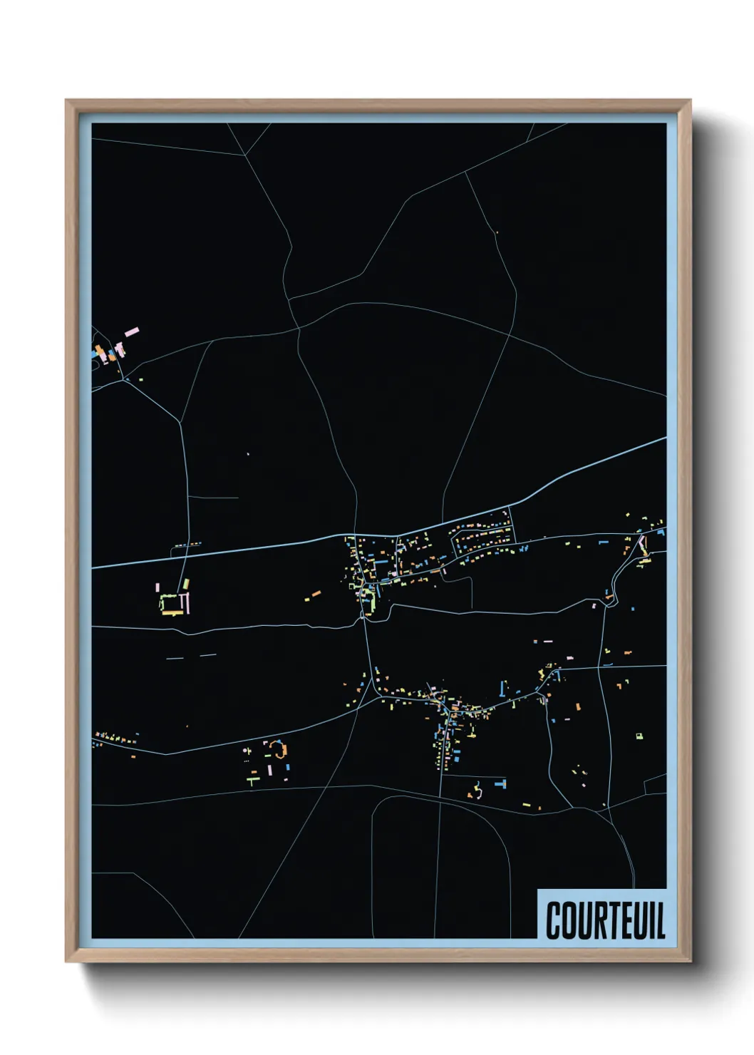 Une affiche de carte sur Courteuil