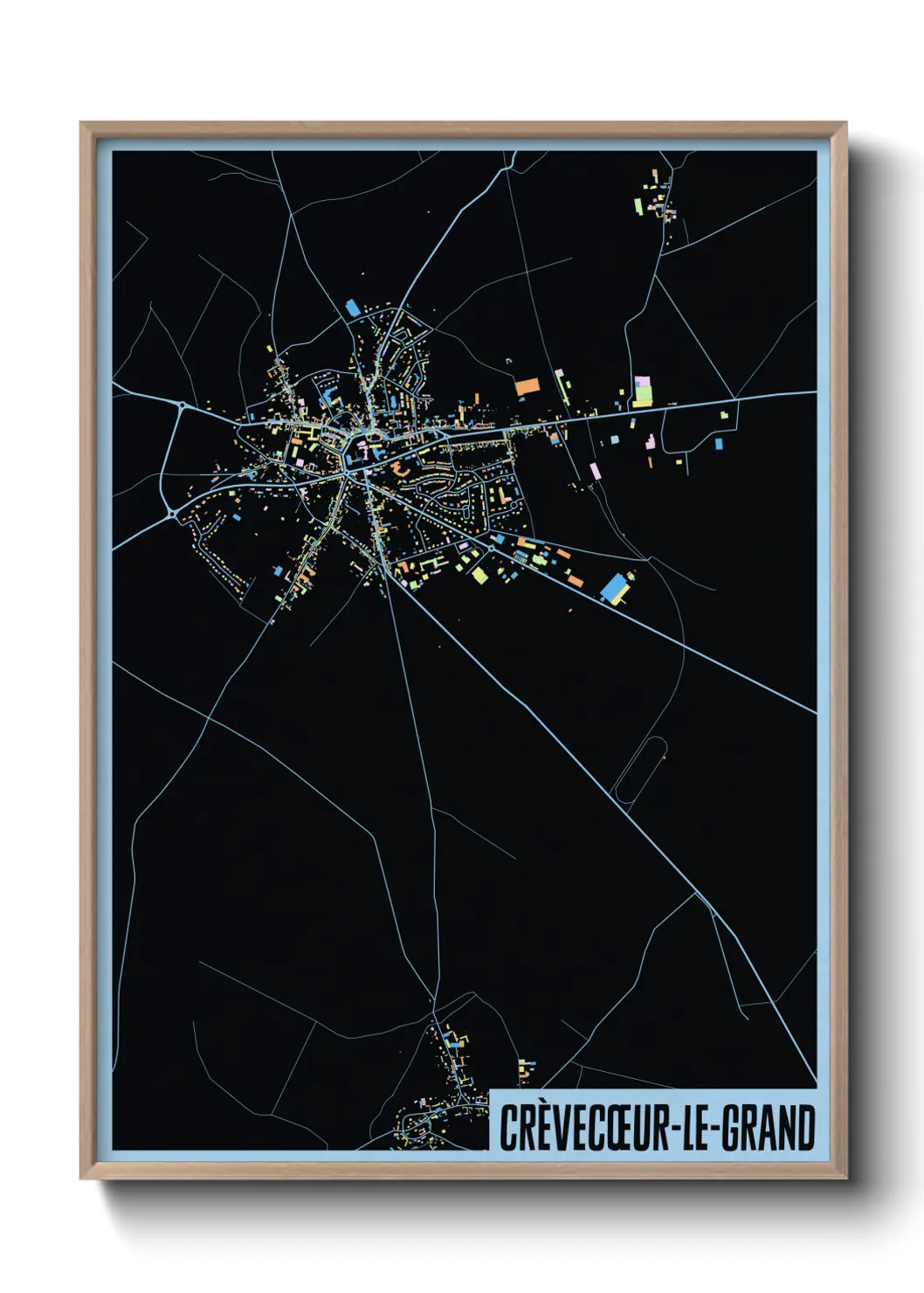 Une affiche de carte sur Crèvecœur-le-Grand