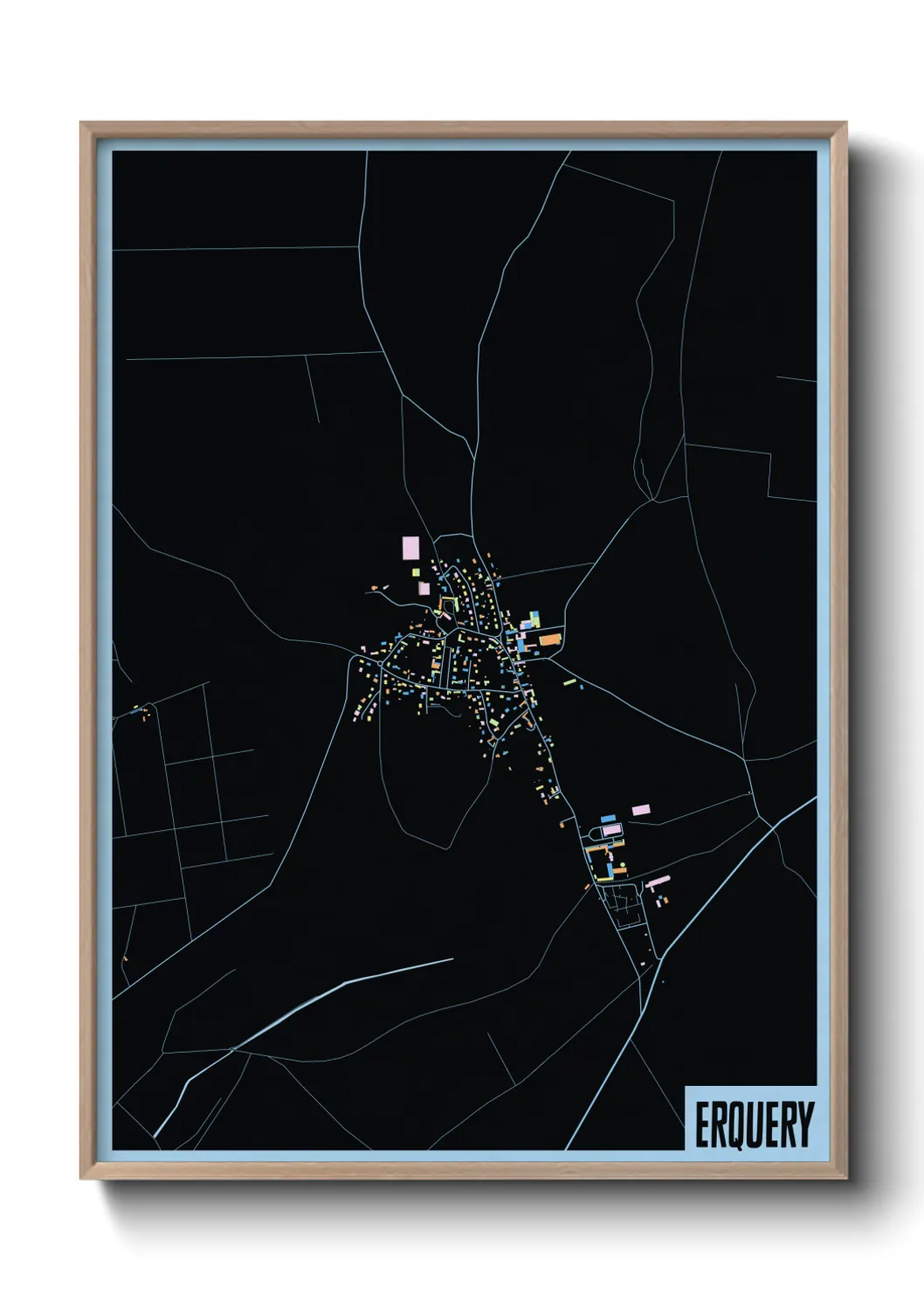 Une affiche de carte sur Erquery