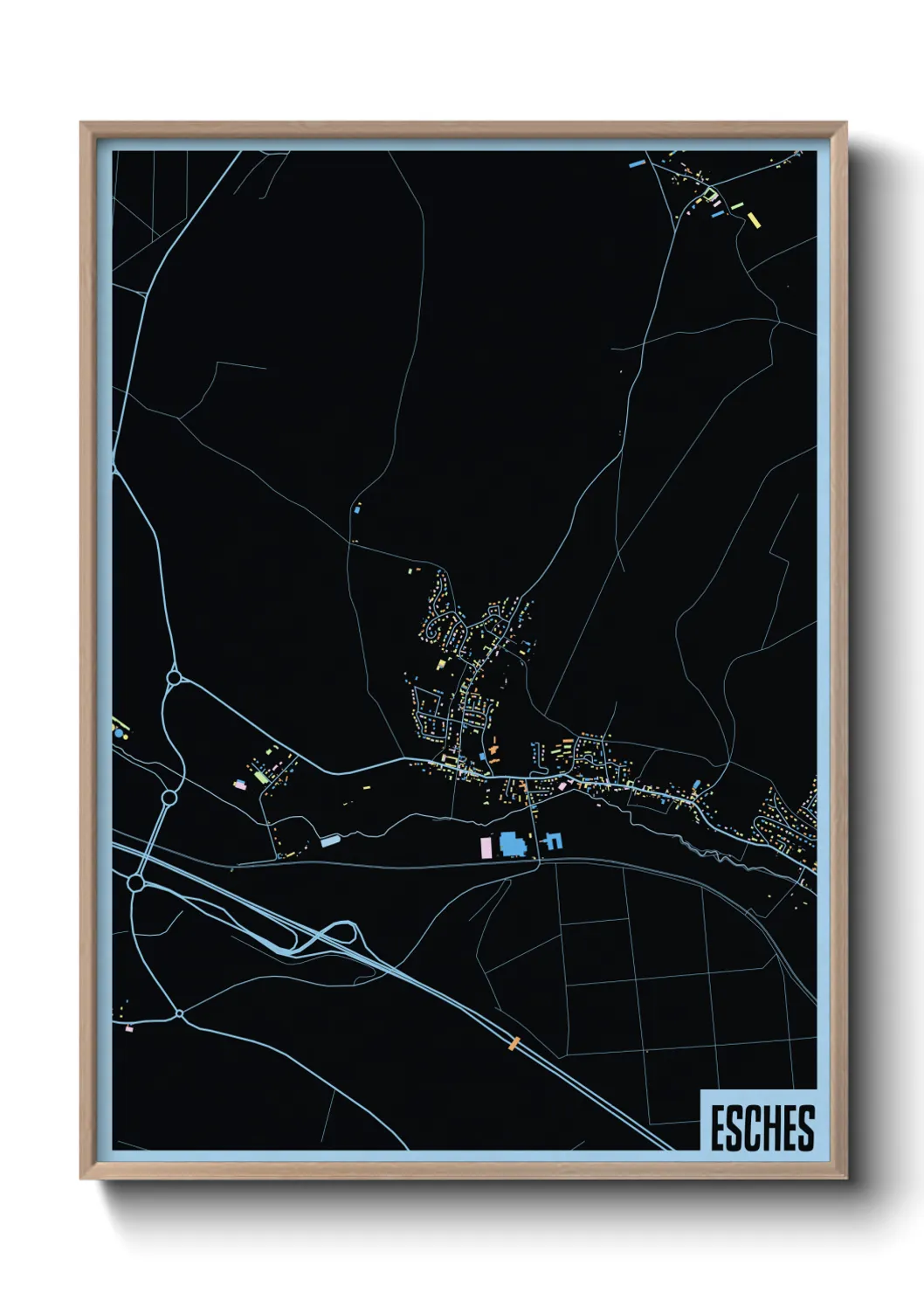 Une affiche de carte sur Esches