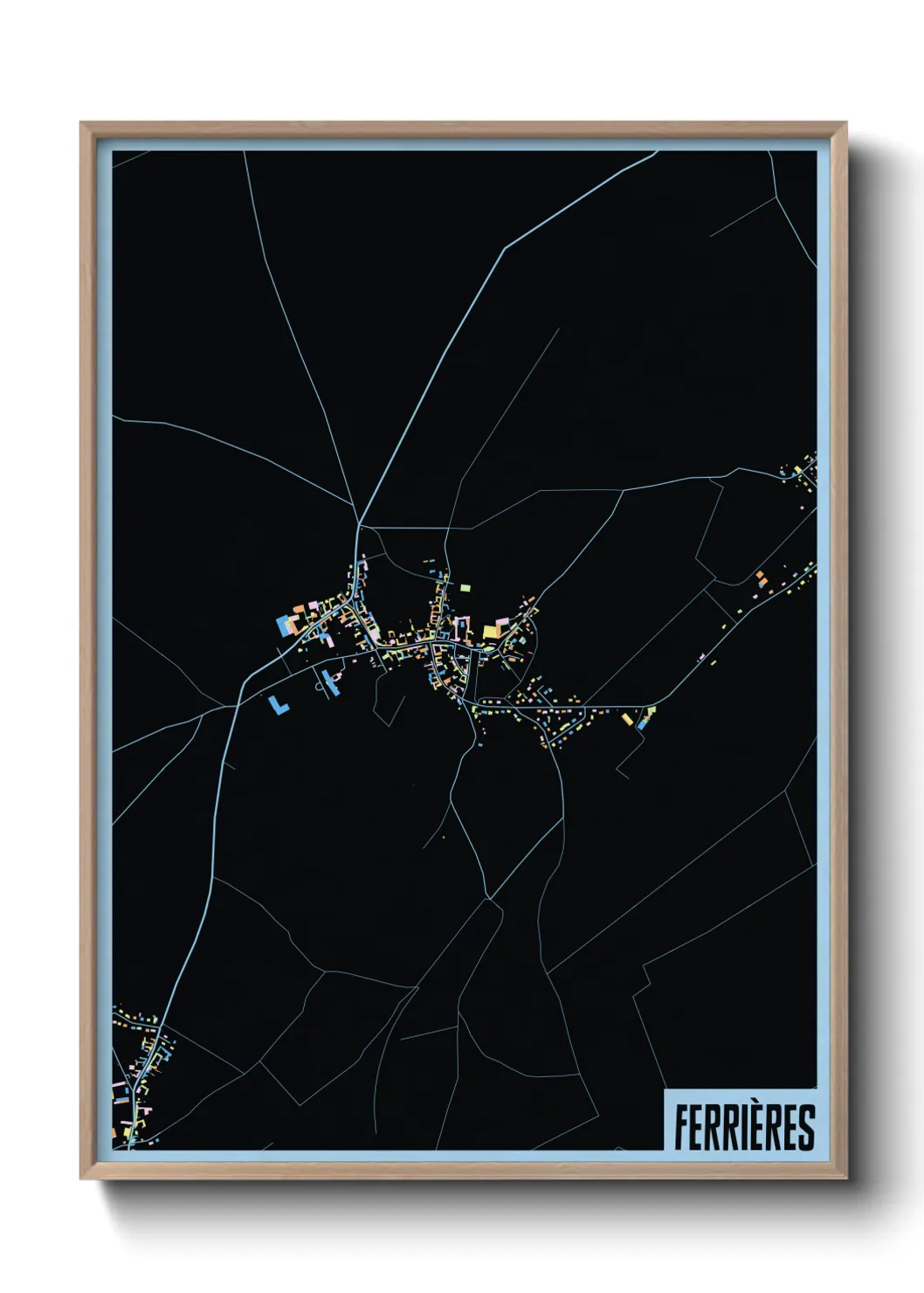 Une affiche de carte sur Ferrières