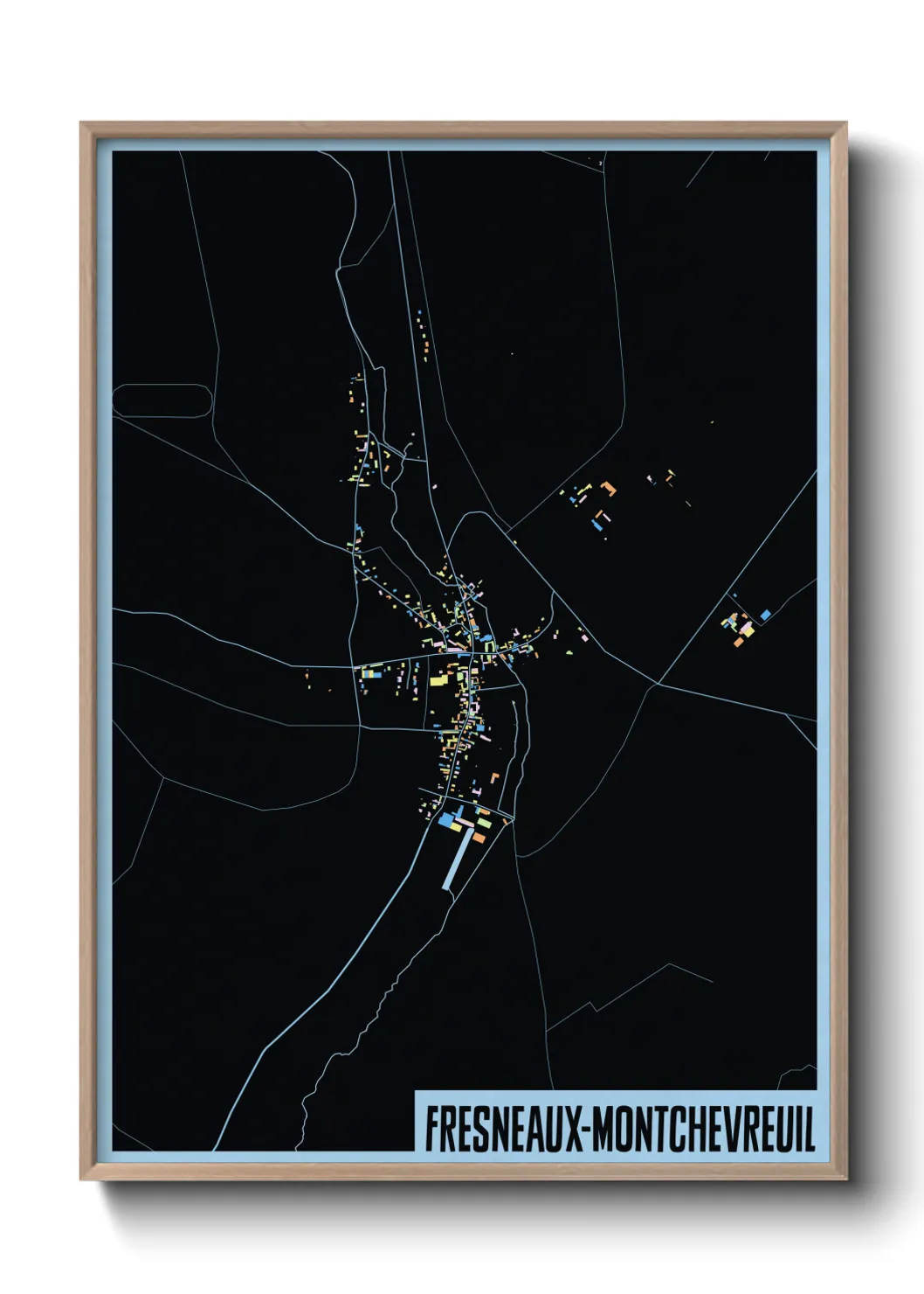 Une affiche de carte sur Fresneaux-Montchevreuil