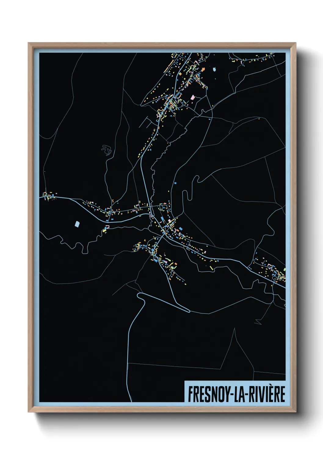 Une affiche de carte sur Fresnoy-la-Rivière