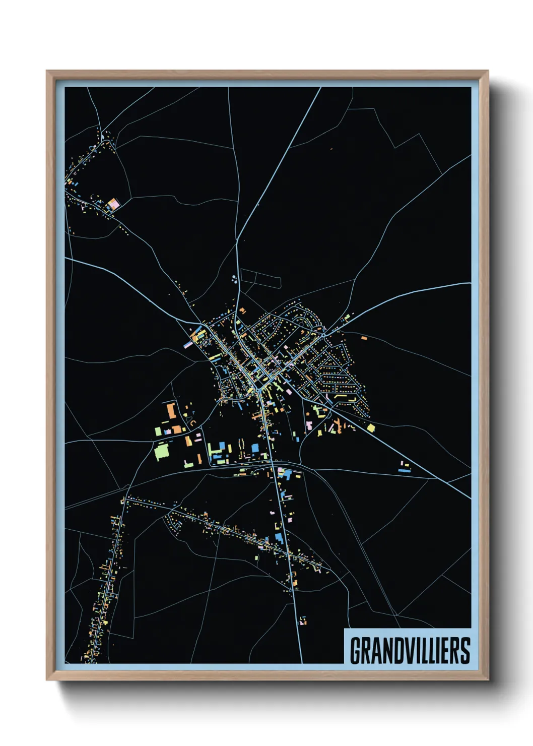 Une affiche de carte sur Grandvilliers