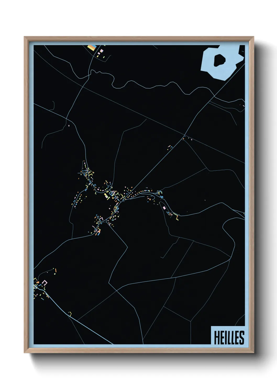 Une affiche de carte sur Heilles